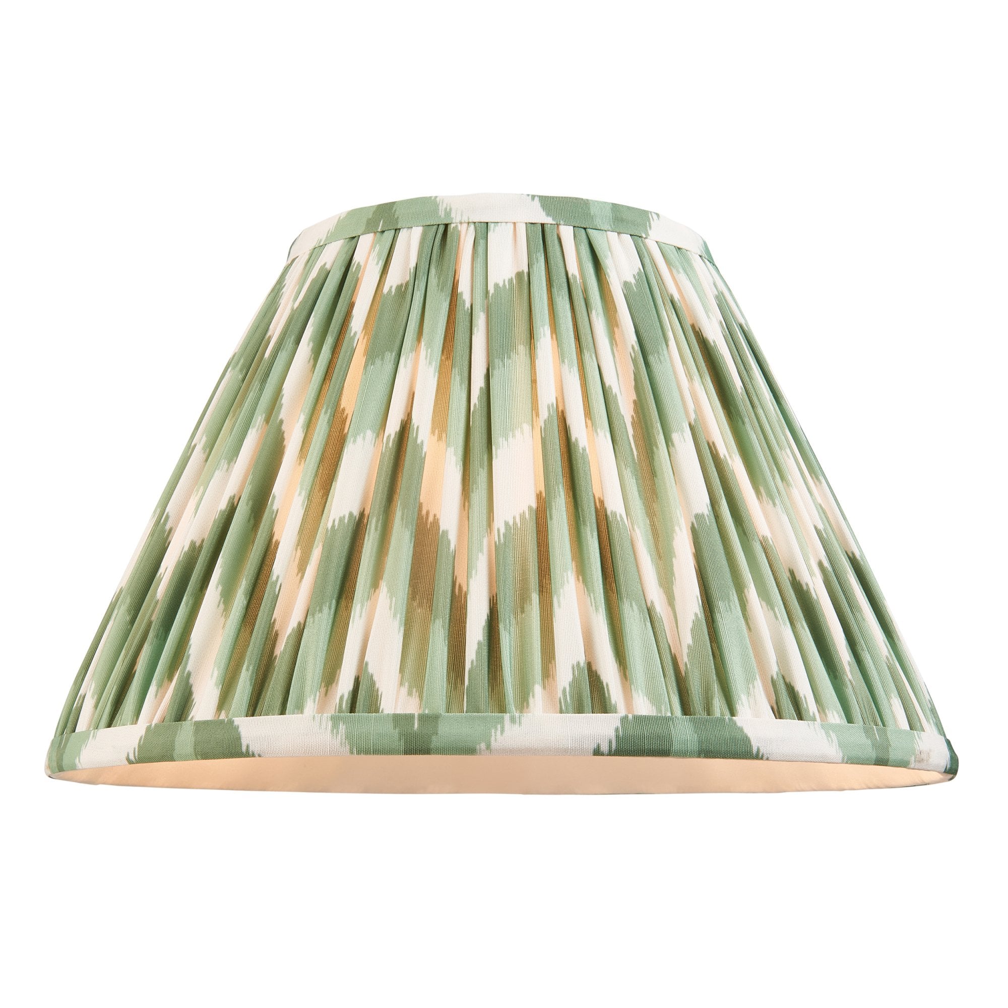 Endon Layered Leaf Ivory Crackle Glaze Ceramic Table Lamp & Zigzag 30cm Cotswold Green Shade
