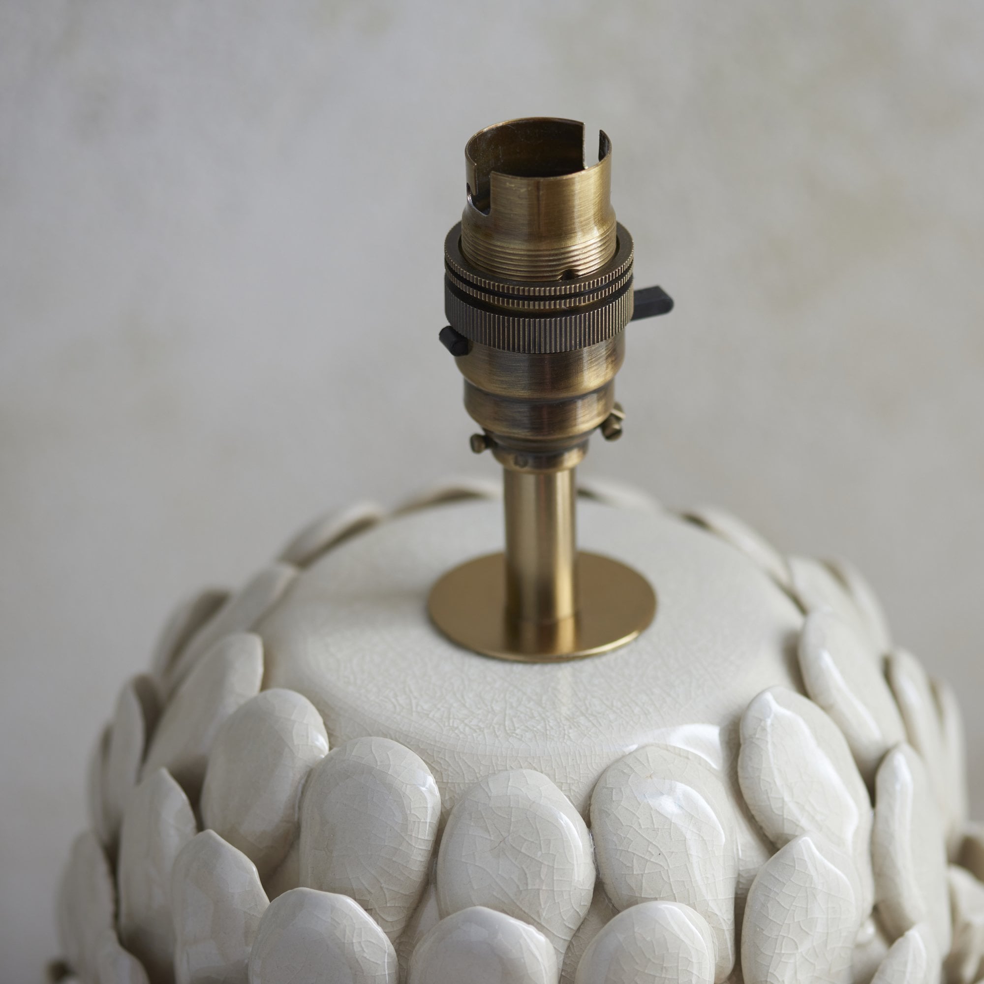 Endon Layered Leaf Ivory Crackle Glaze Ceramic Table Lamp & Ikat 30cm Pearl Grey Shade