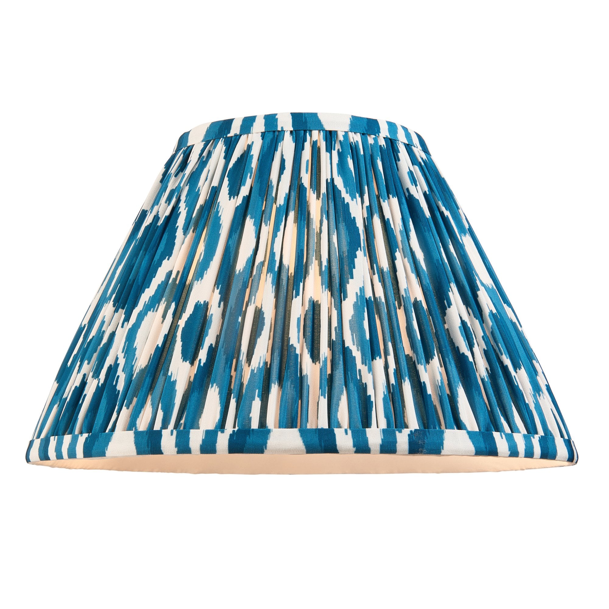 Endon Layered Leaf Ivory Crackle Glaze Ceramic Table Lamp & Ikat 30cm Marlin Blue Shade