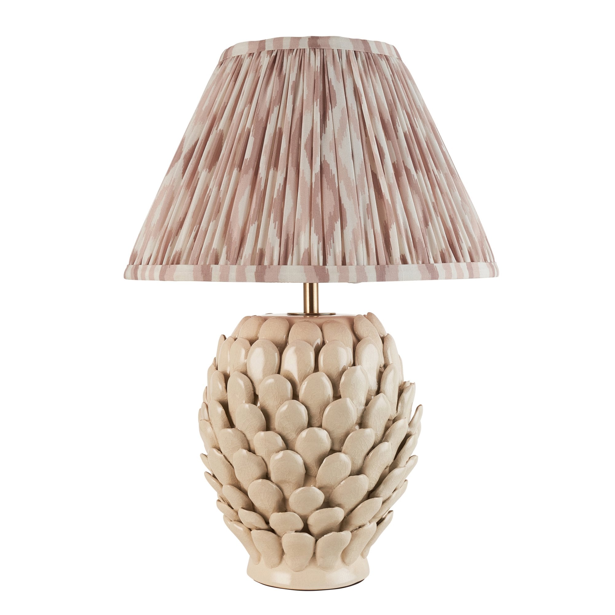Endon Layered Leaf Ivory Crackle Glaze Ceramic Table Lamp & Ikat 30cm Neutral Shade