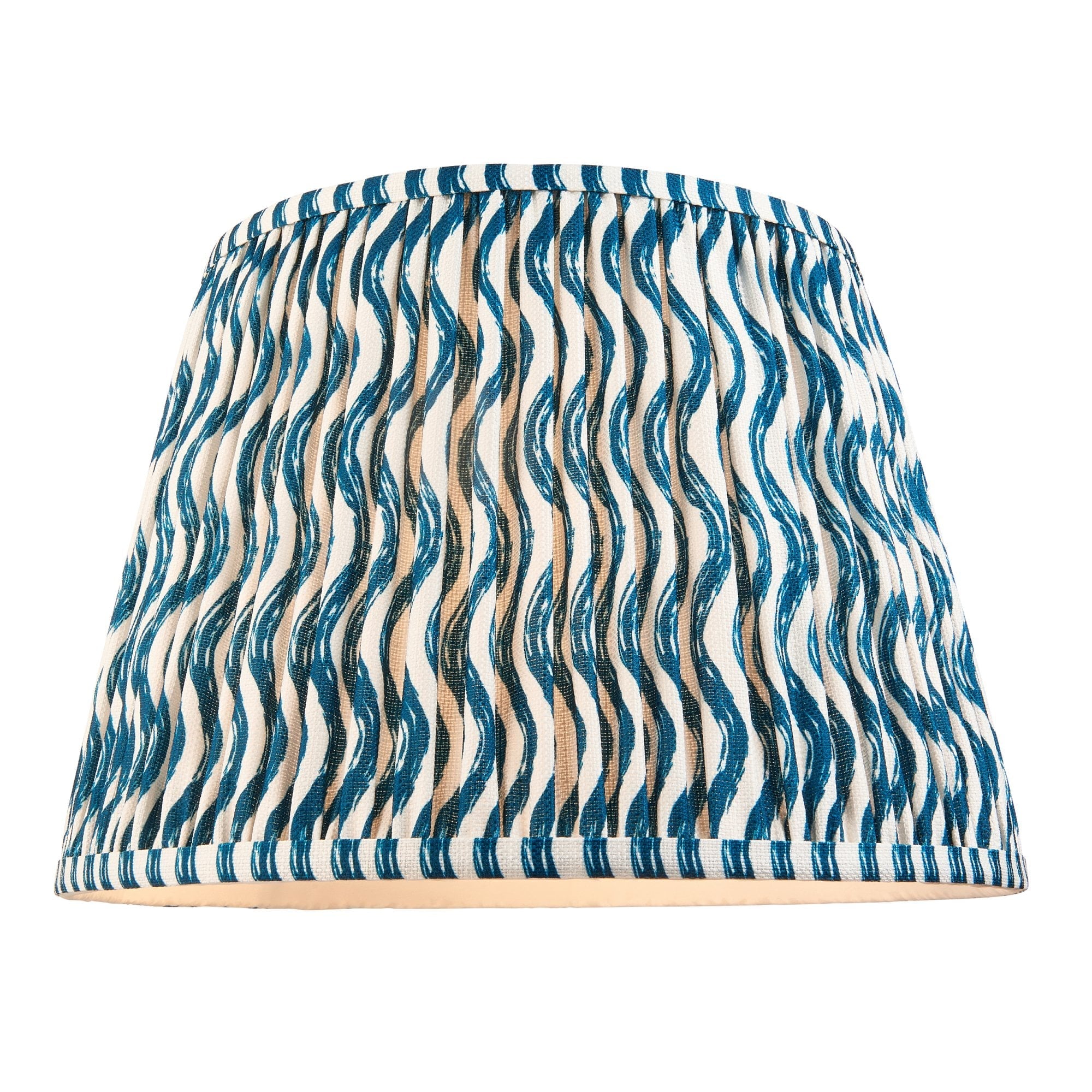 Endon Layered Tall Leaf Ivory Crackle Glaze Ceramic Table Lamp & Ripple 35cm Marlin Blue Shade