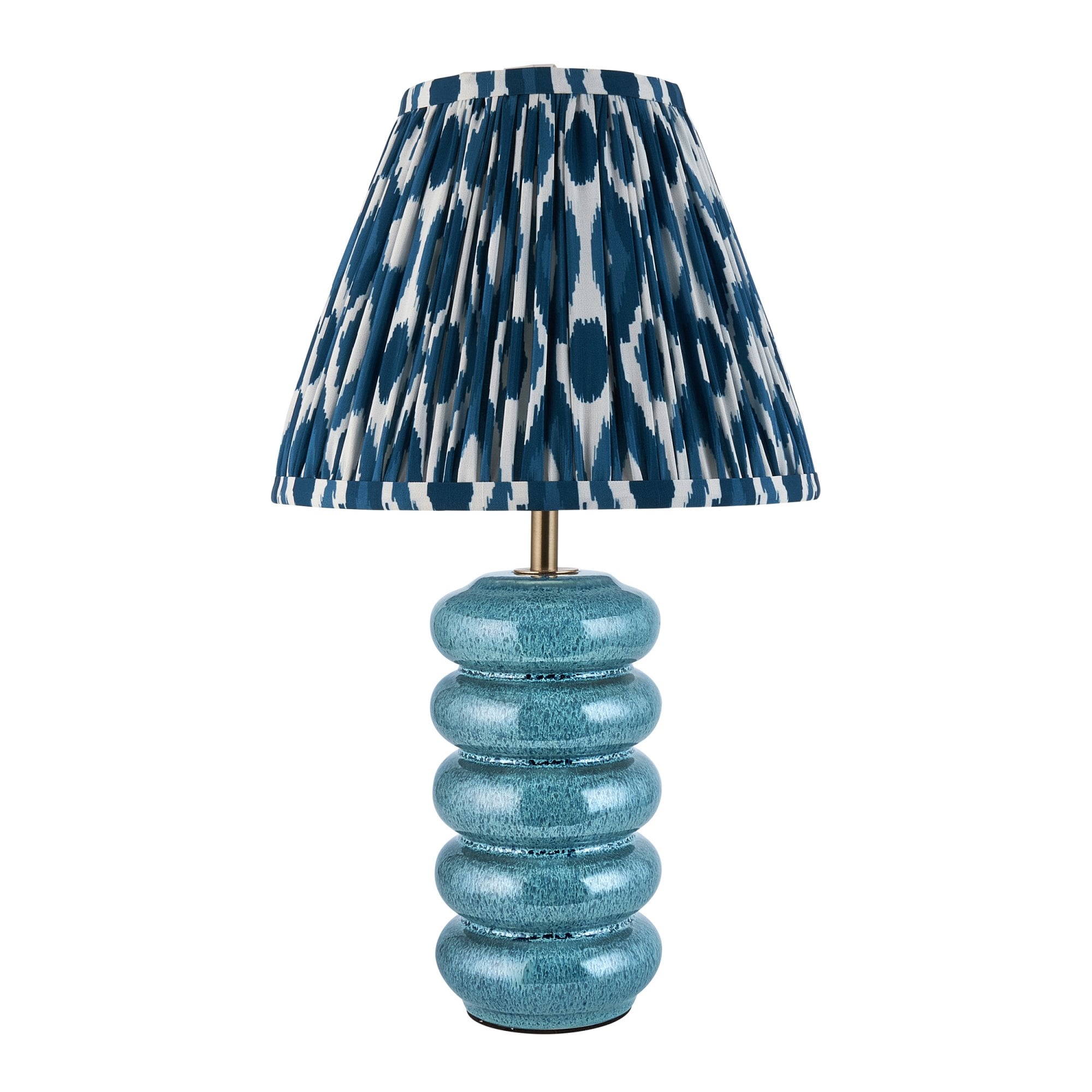 Endon Squash Table Lamp & Ikat 25cm Marlin Blue Shade