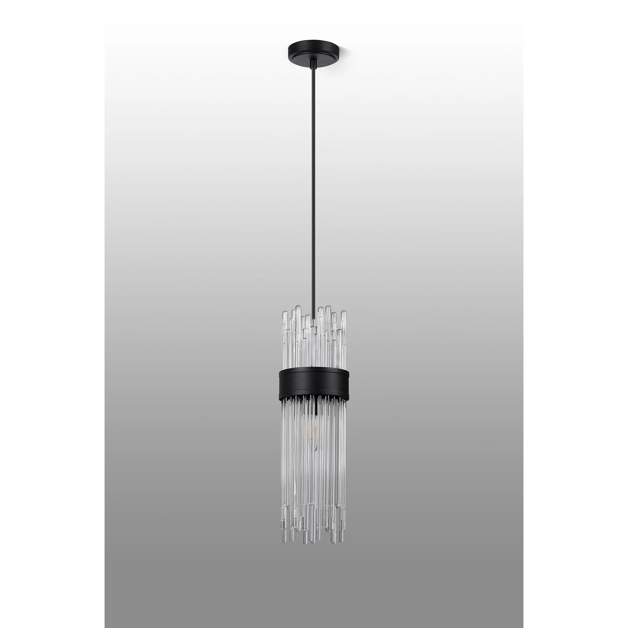 Fabula Portsea 12.5cm Single Pendant IP44 - Satin Black & Clear Glass