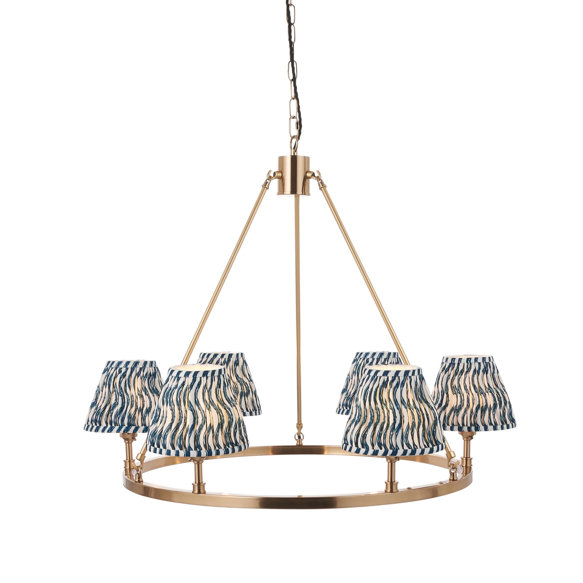 Endon Chester Pendant & Ripple 16cm Marlin Blue Shade