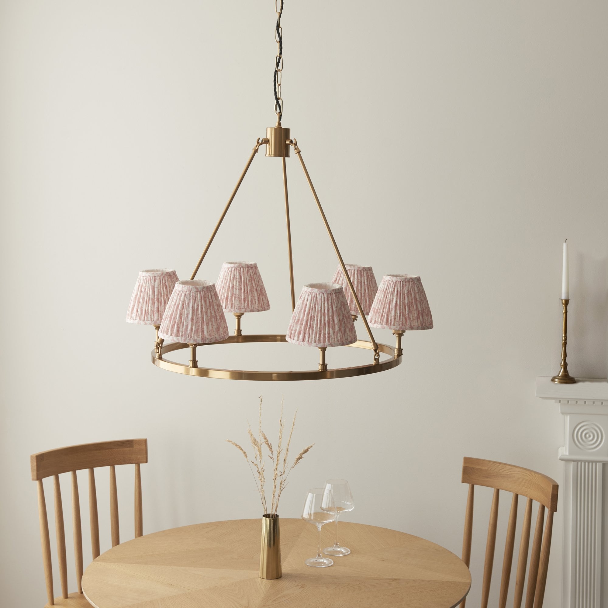 Endon Chester Pendant & Leaf 16cm Peachy Keen Shade