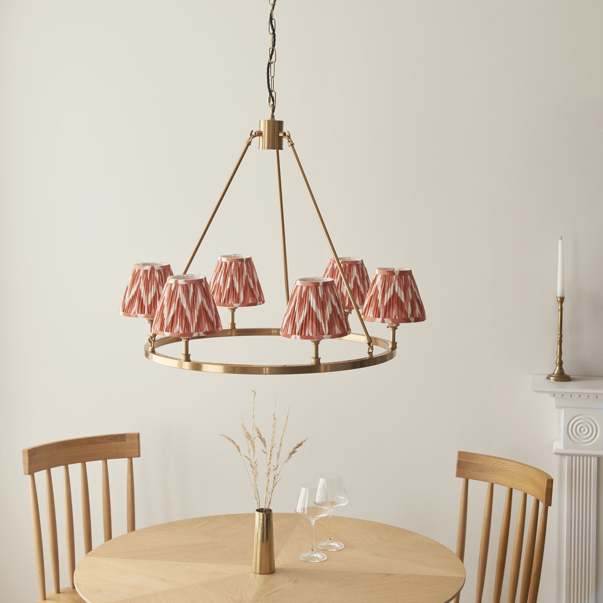 Endon Chester Pendant & Zigzag 16cm Apricot Orange Shade
