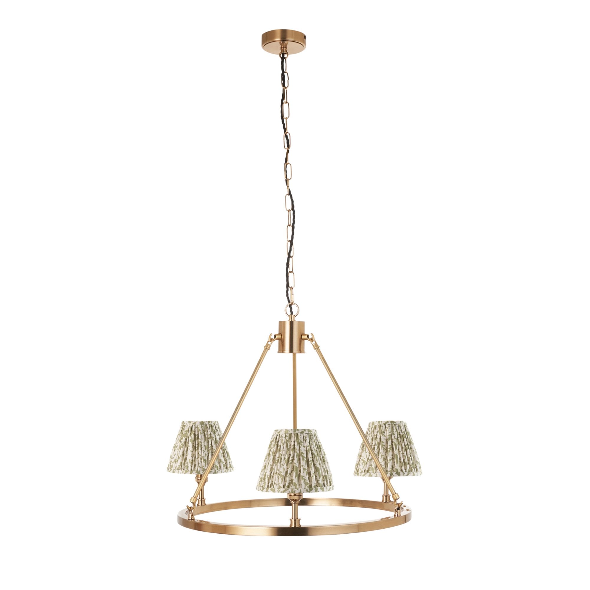 Endon Chester Aged Brass Plate 6 Light Pendant Pendant & Leaf 16cm Herb Garden Green Shade