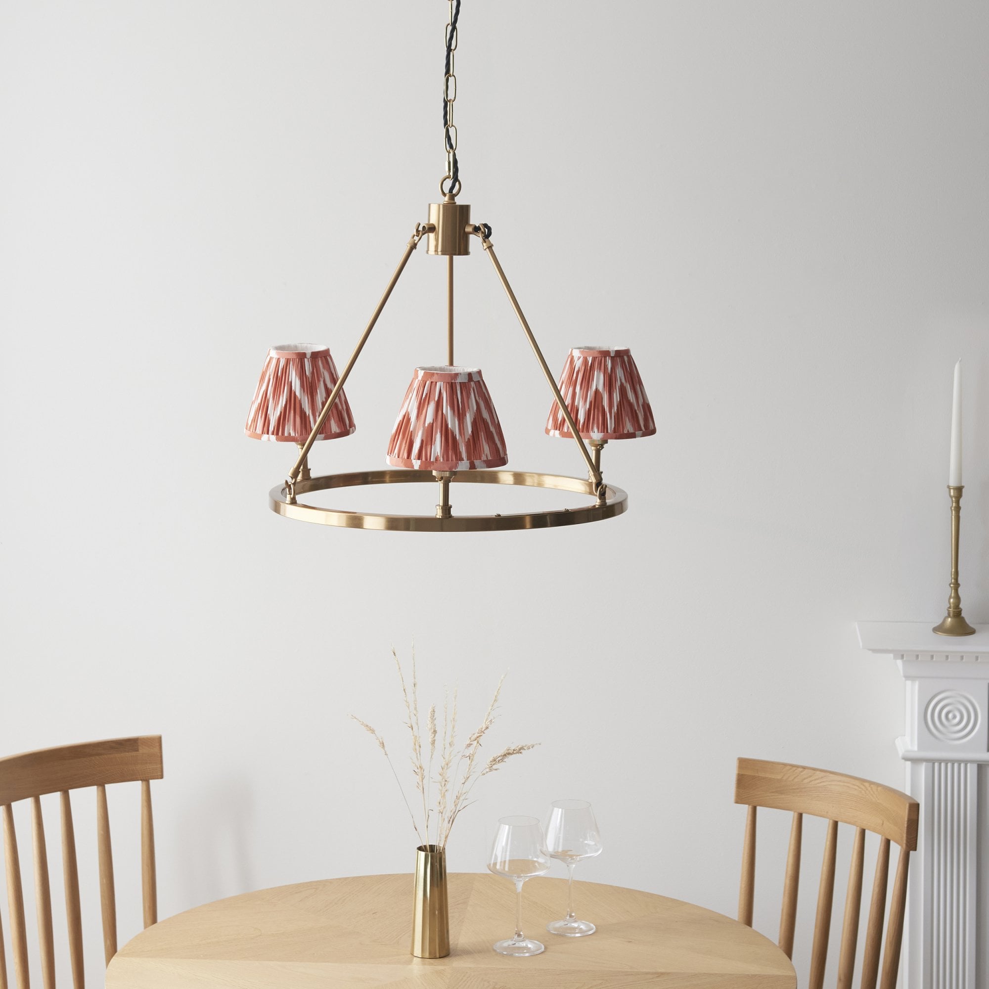 Endon Chester Pendant & Zigzag 16cm Apricot Orange Shade