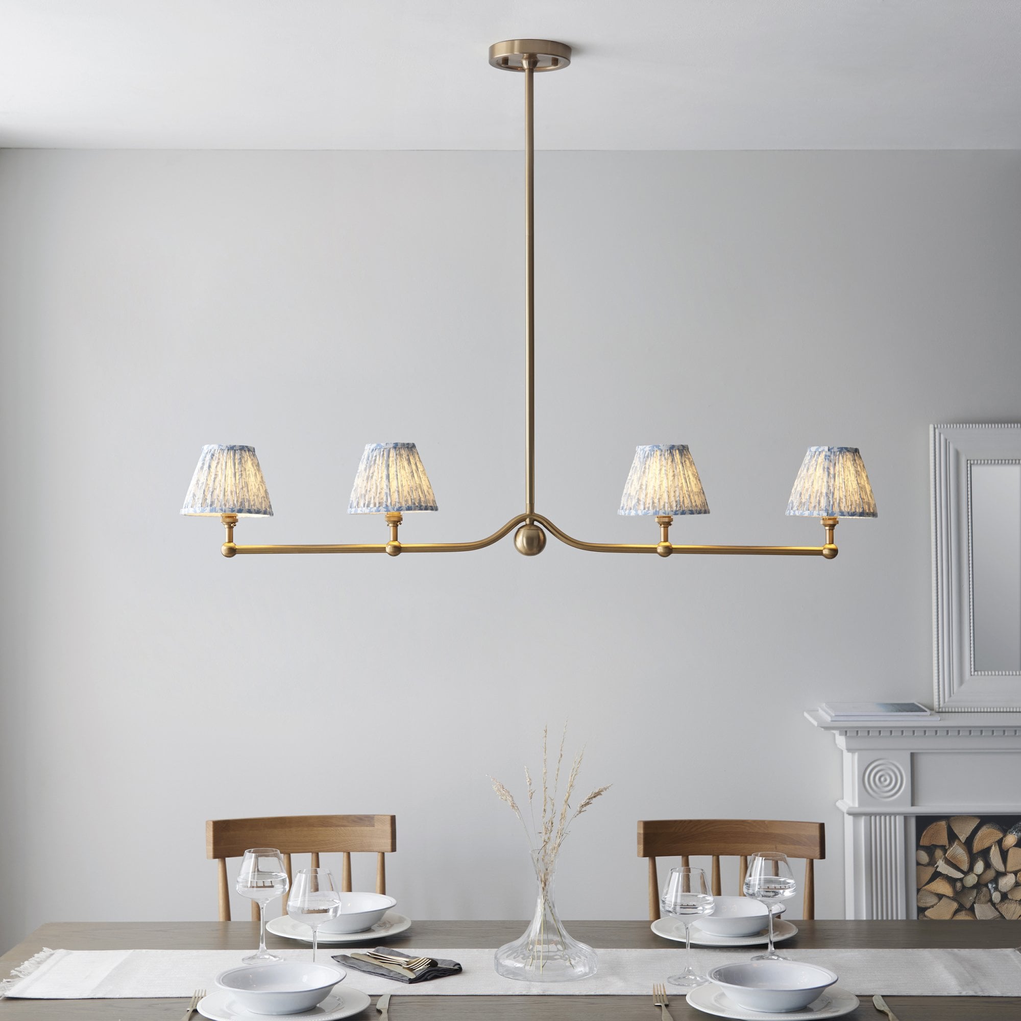 Endon Santiago Pendant & Leaf 16cm Shell Bay Blue Shade