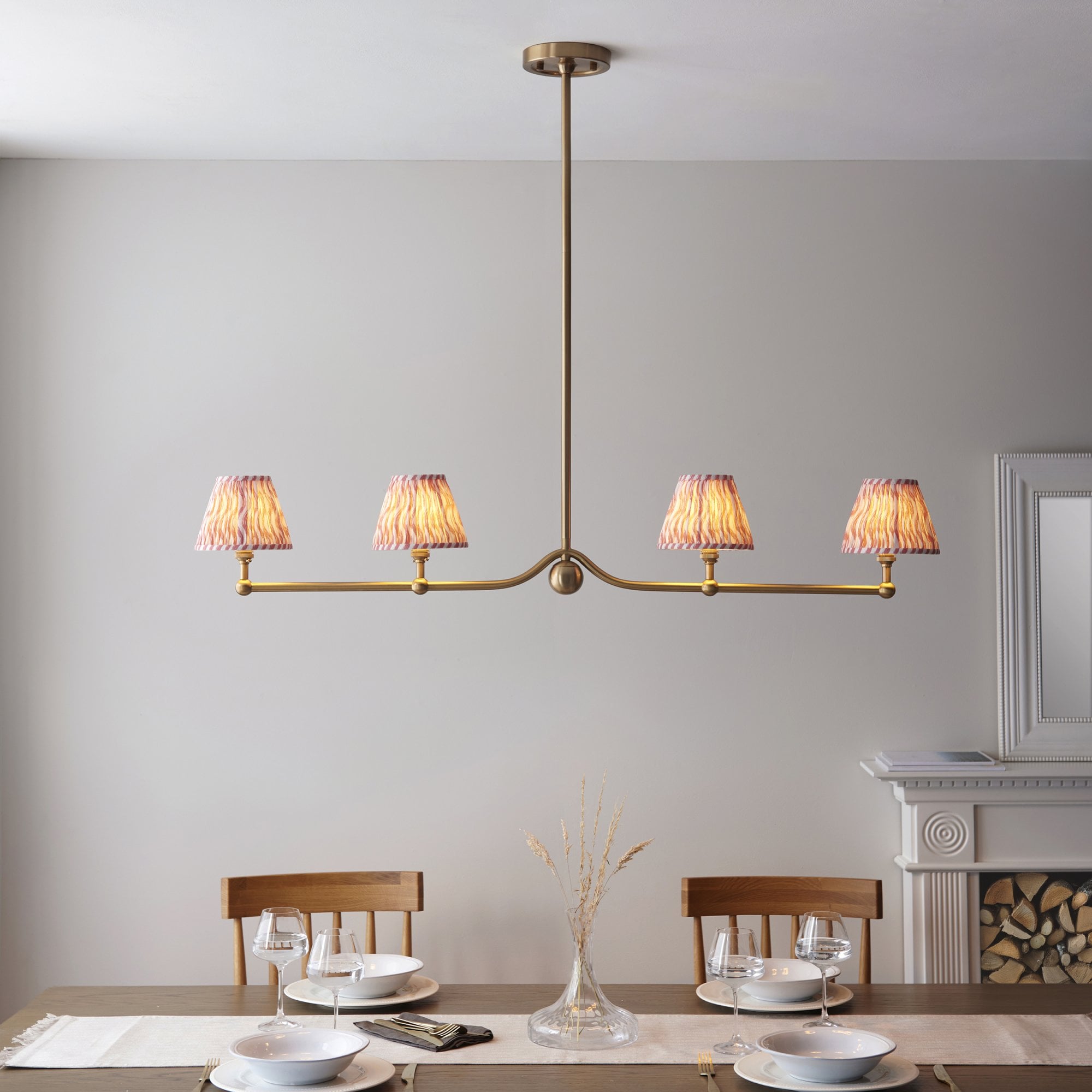 Endon Santiago Pendant & Ripple 16cm Coral Pink Shade