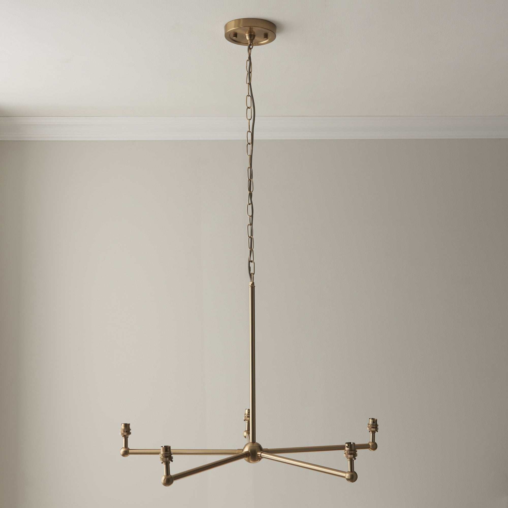 Endon Santiago Brushed Aged Brass 5 Light Pendant & Leaf 16cm Pearl Grey Shade