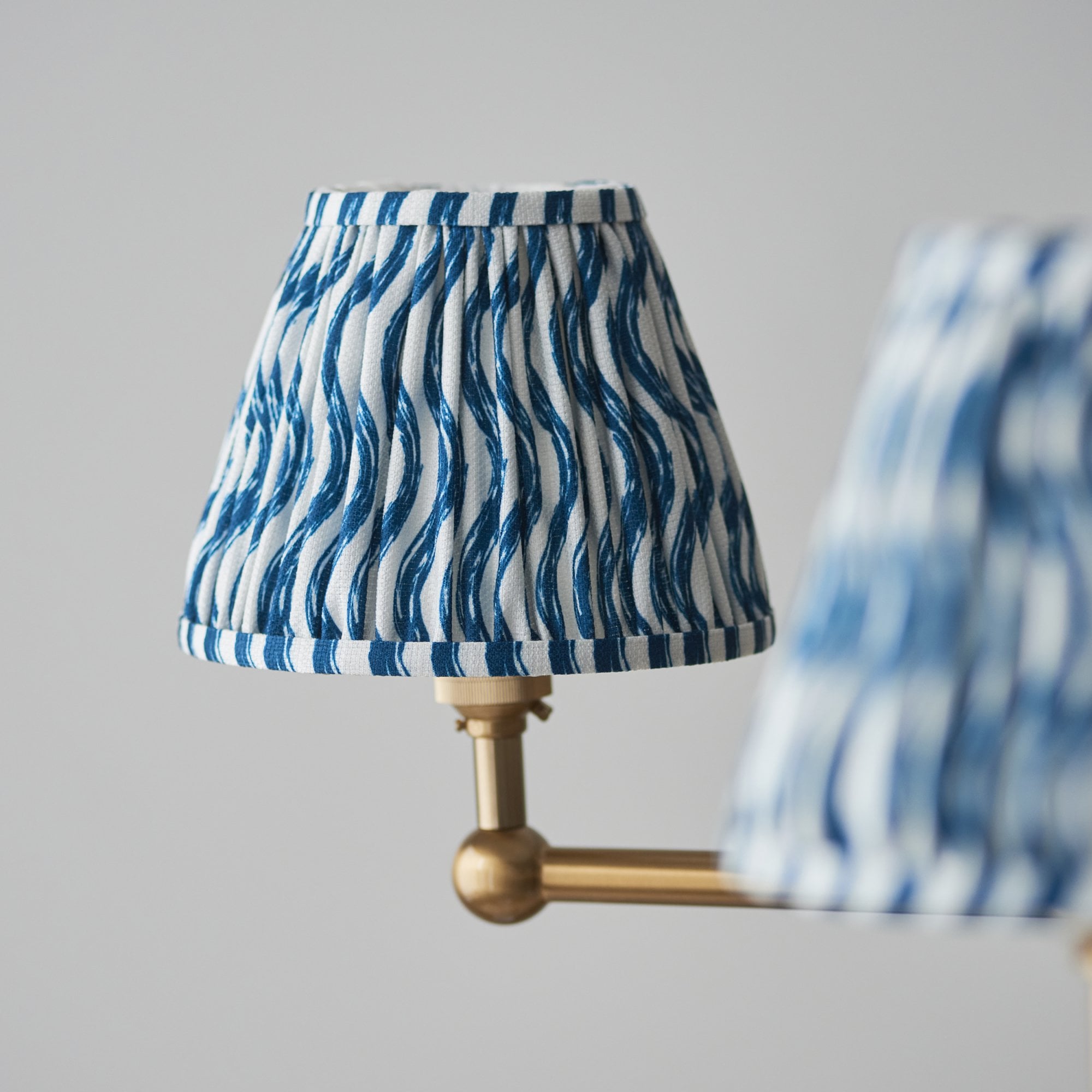 Endon Santiago Brushed Aged Brass 5 Light Pendant & Ripple 16cm Marlin Blue Shade