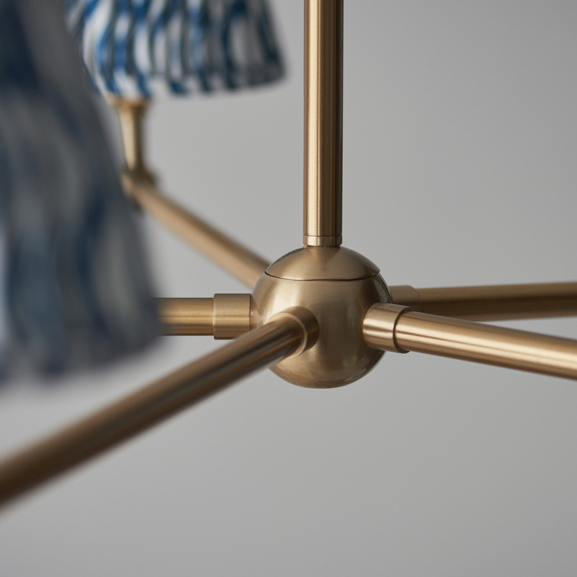 Endon Santiago Brushed Aged Brass 5 Light Pendant & Ripple 16cm Marlin Blue Shade