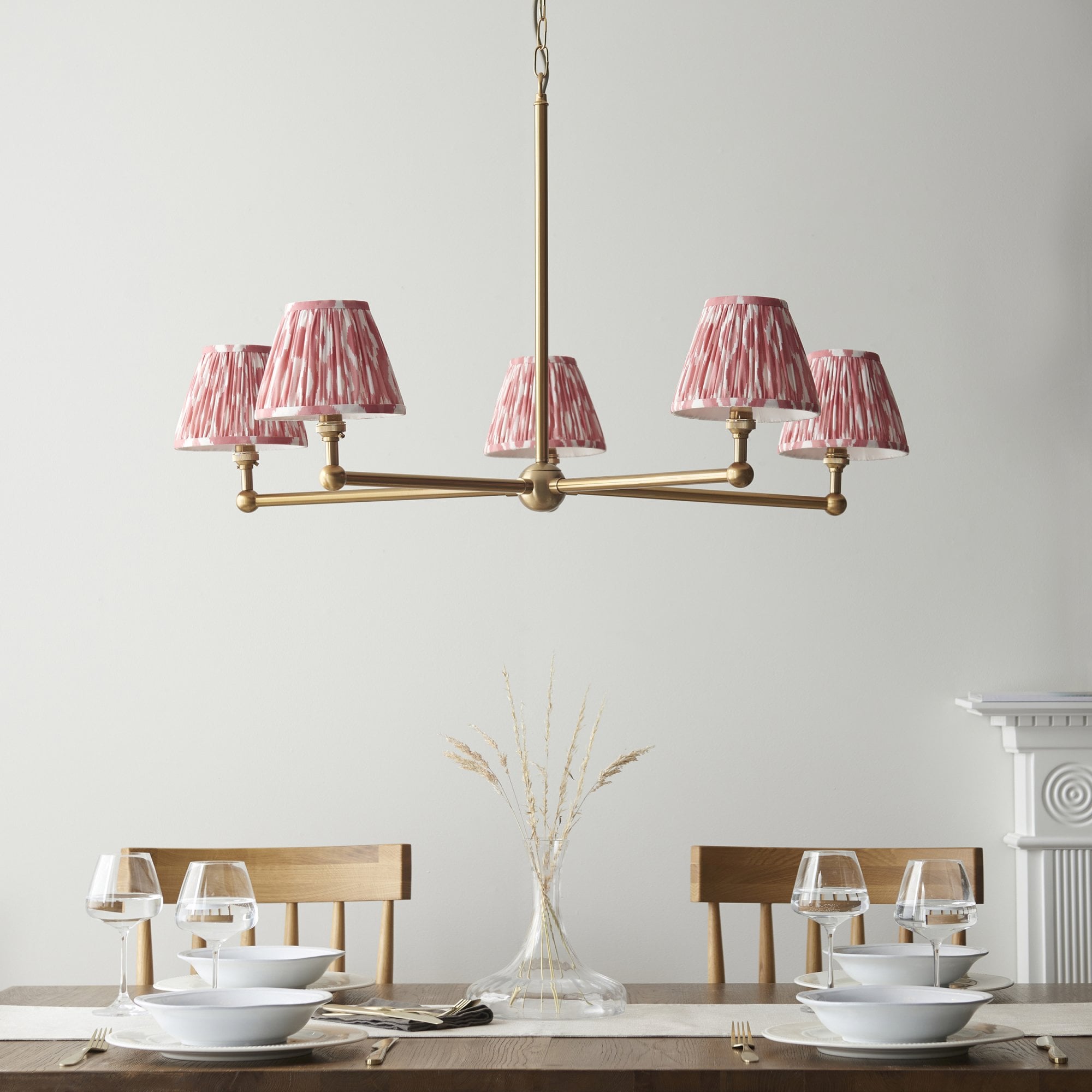 Endon Santiago Pendant & Ikat 16cm Coral Pink Shade