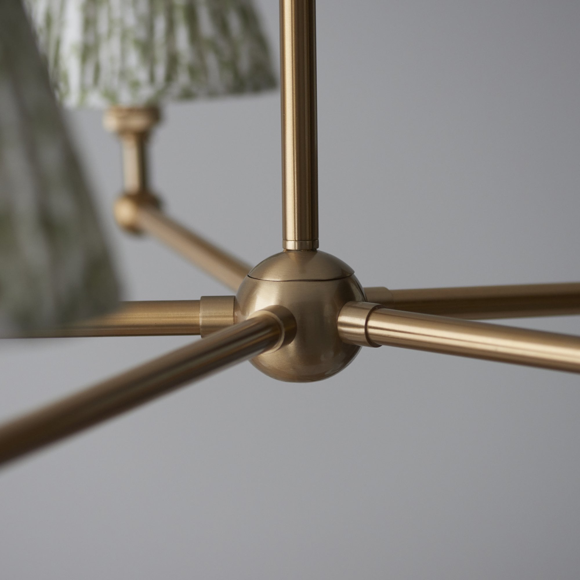 Endon Santiago Brushed Aged Brass 5 Light Pendant & Leaf 16cm Herb Garden Green Shade