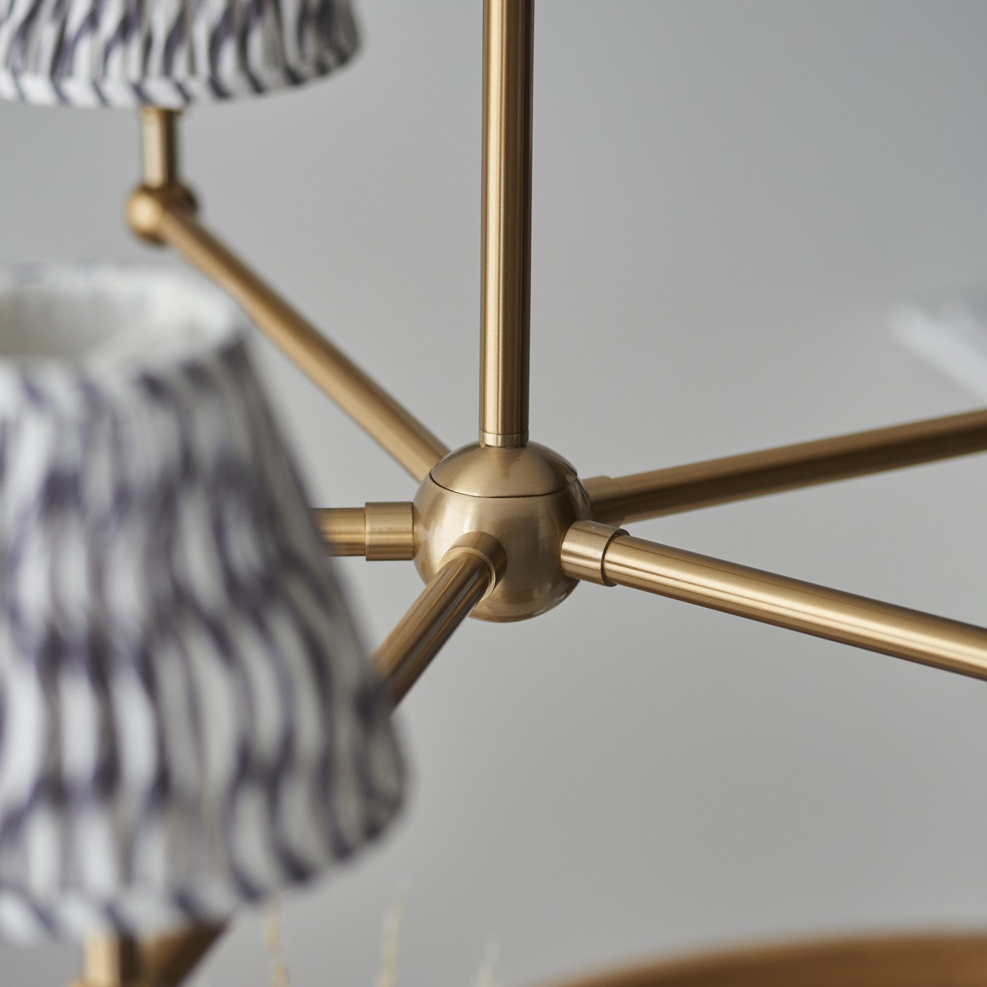 Endon Santiago Brushed Aged Brass 5 Light Pendant & Ripple 16cm Pearl Grey Shade