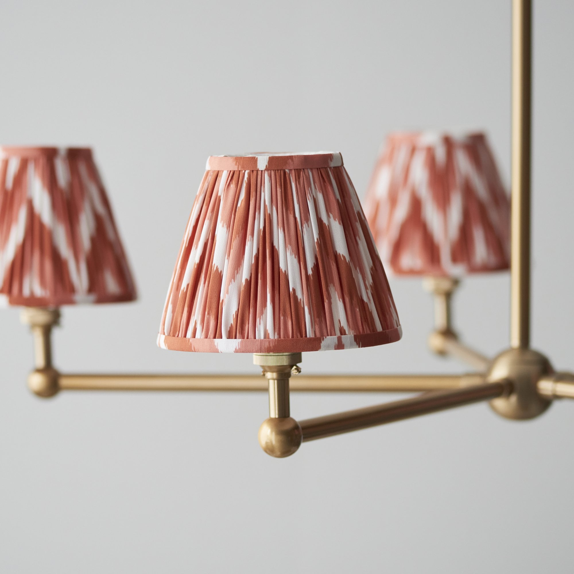 Endon Santiago Brushed Aged Brass 5 Light Pendant & Zigzag 16cm Apricot Orange Shade
