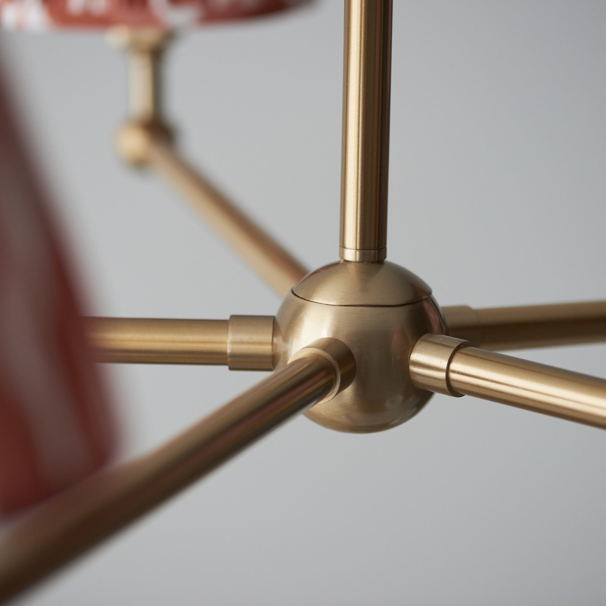 Endon Santiago Brushed Aged Brass 5 Light Pendant & Zigzag 16cm Apricot Orange Shade