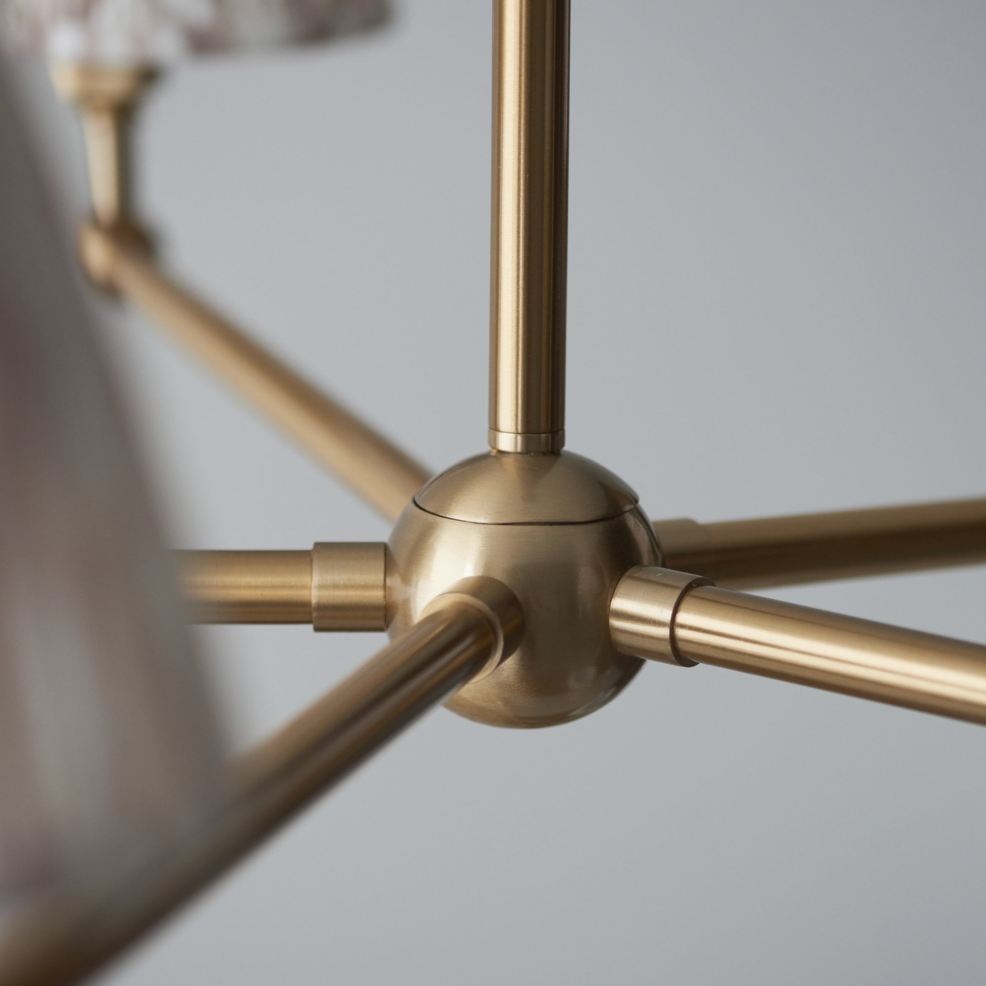 Endon Santiago Brushed Aged Brass 5 Light Pendant & Ikat 16cm Neutral Shade