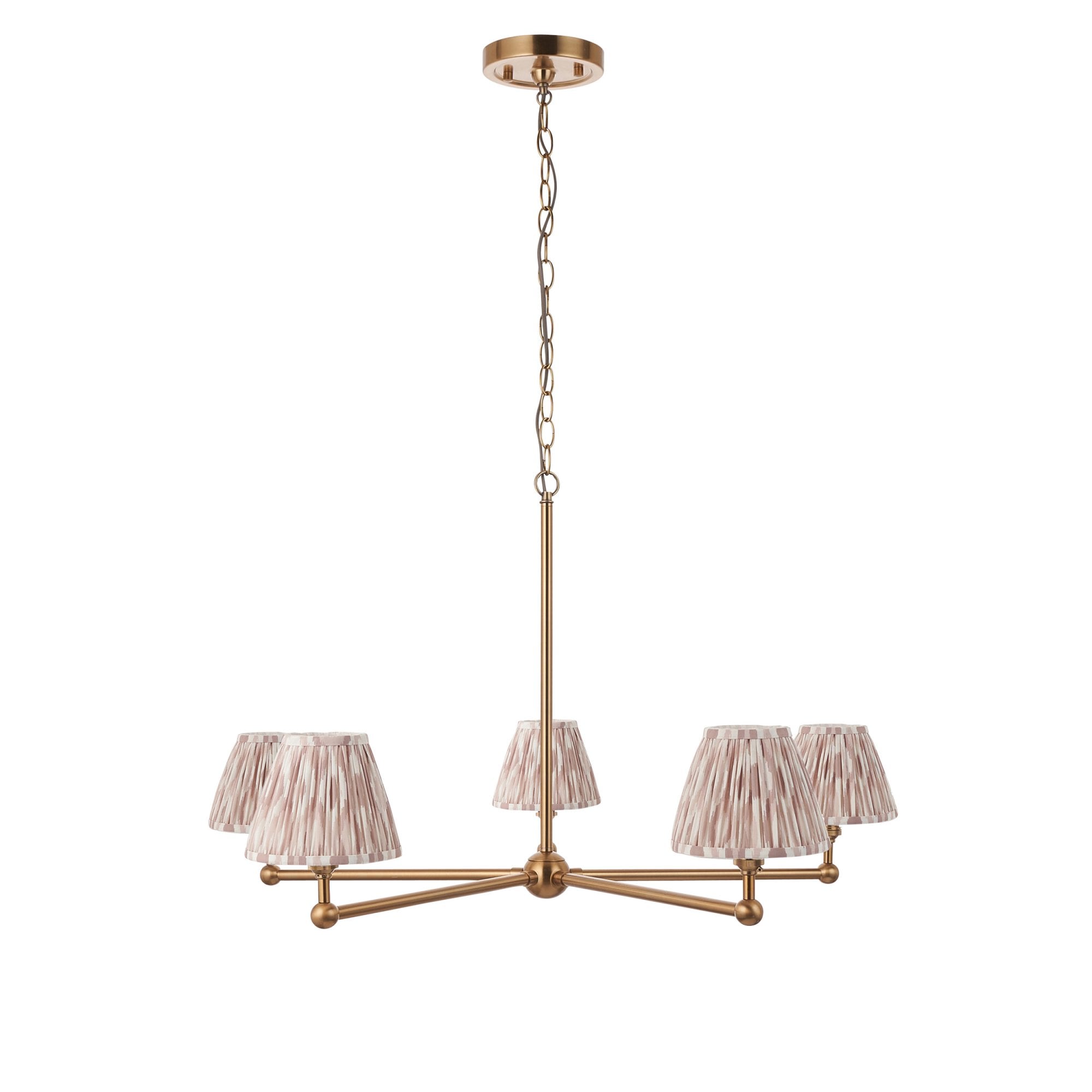 Endon Santiago Brushed Aged Brass 5 Light Pendant & Ikat 16cm Neutral Shade