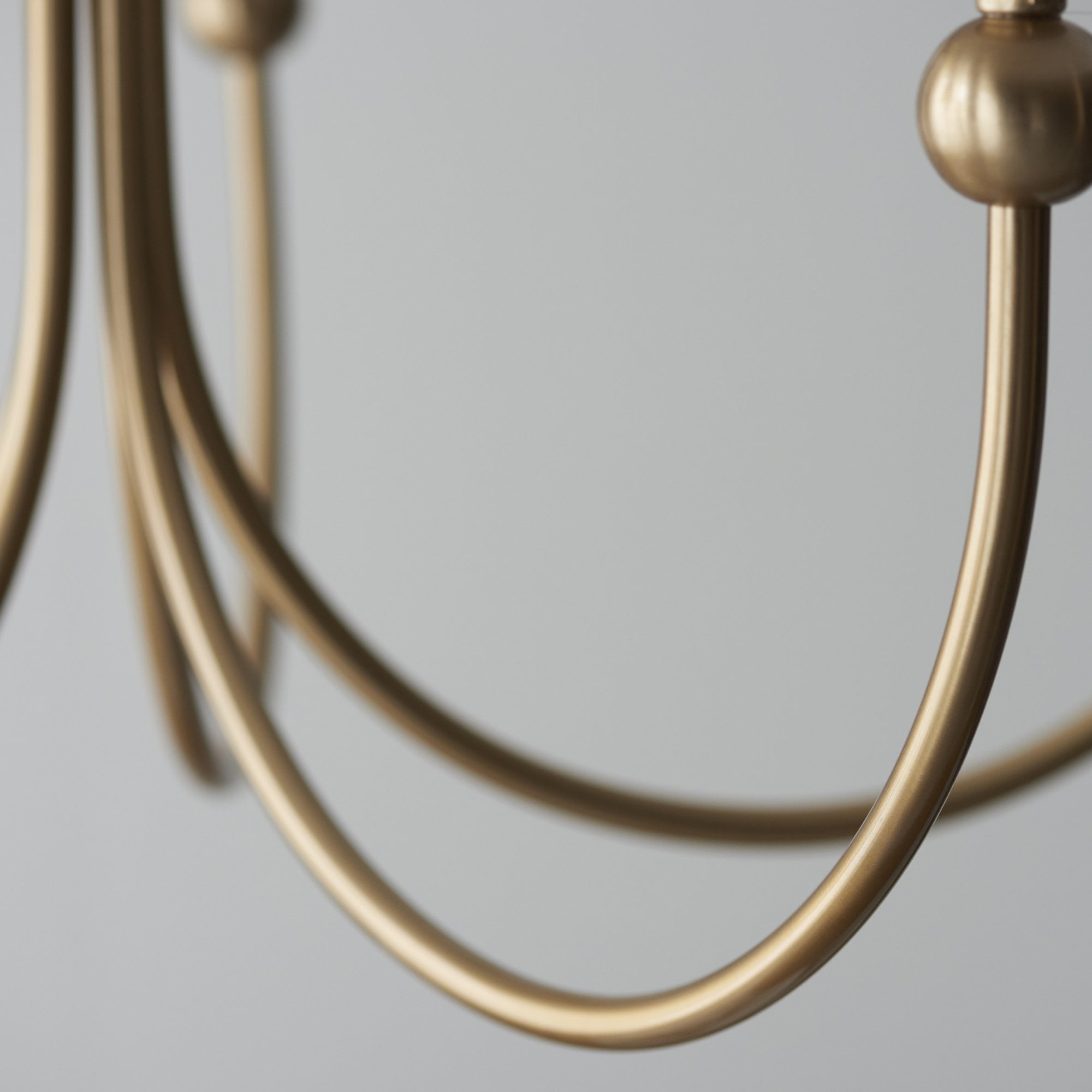 Endon Santiago Curved Brushed Aged Brass 5 Light Pendant & Leaf 16cm Pearl Grey Shade