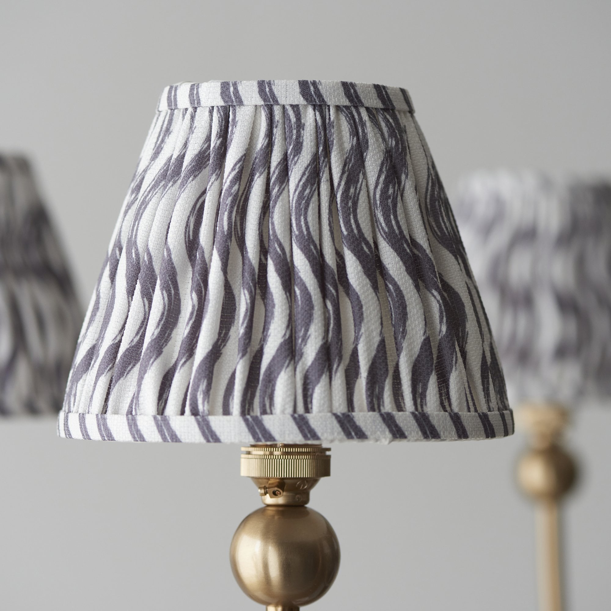 Endon Santiago Curved Brushed Aged Brass 5 Light Pendant & Ripple 16cm Pearl Grey Shade