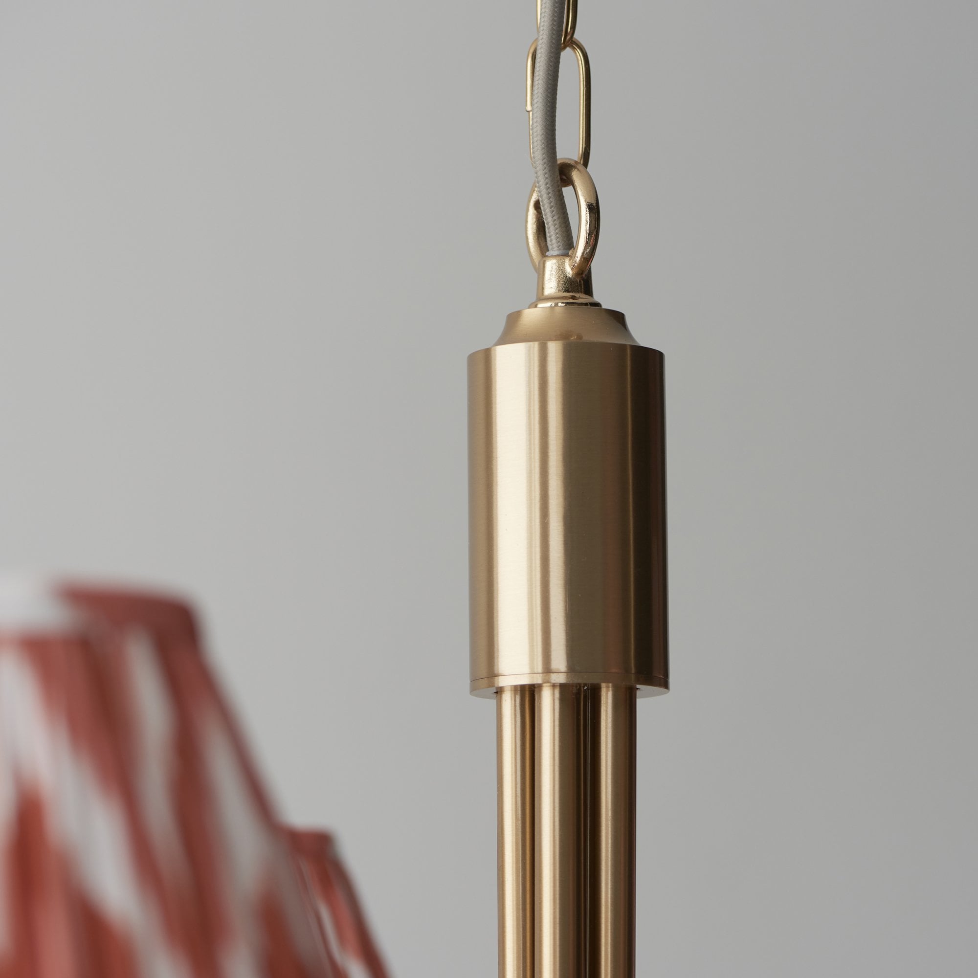 Endon Santiago Curved Brushed Aged Brass 5 Light Pendant & Zigzag 16cm Apricot Orange Shade