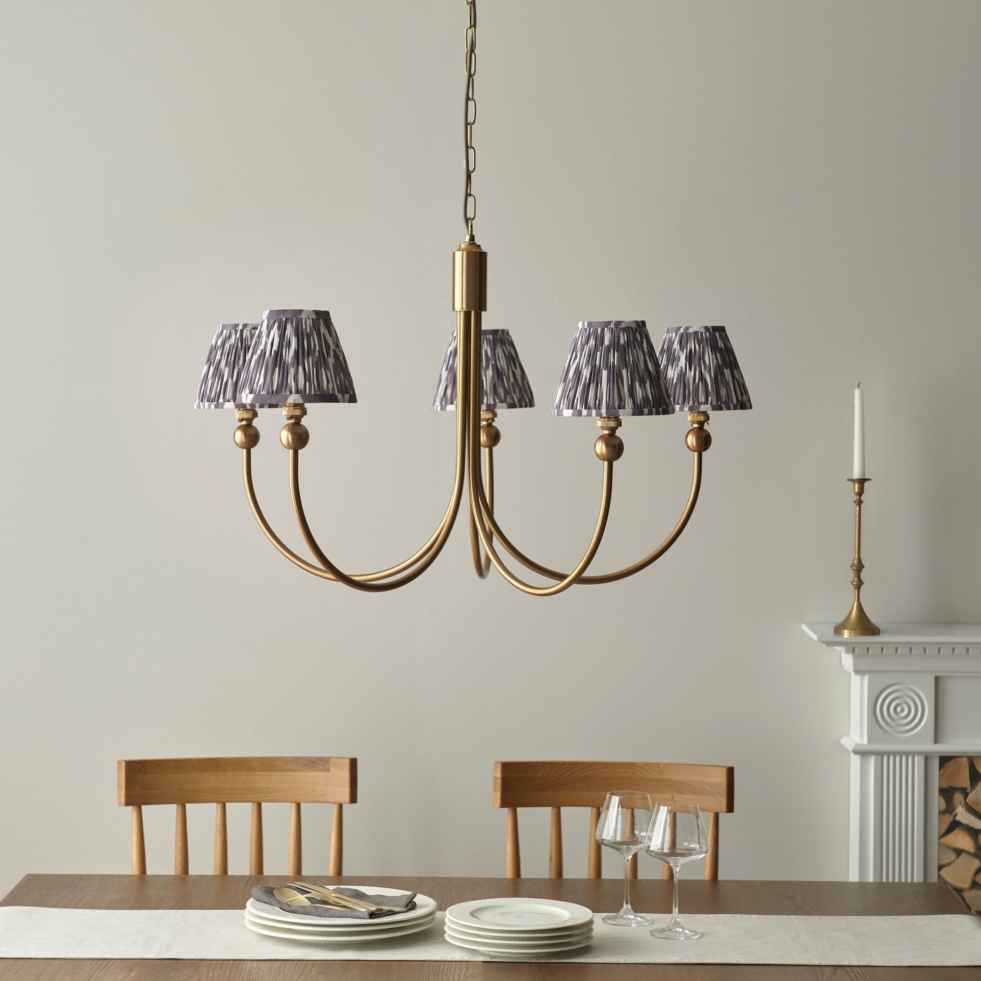Endon Santiago Pendant & Ikat 16cm Pearl Grey Shade