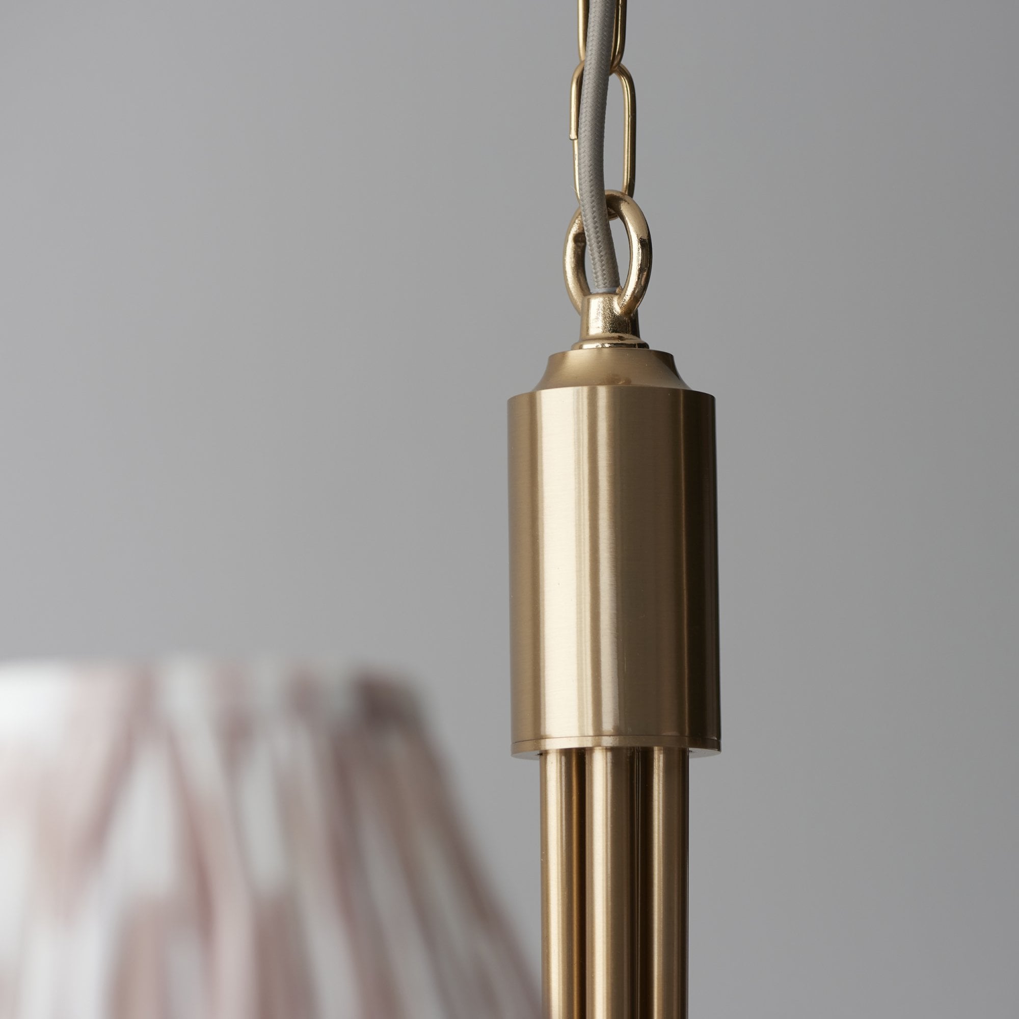 Endon Santiago Curved Brushed Aged Brass 5 Light Pendant & Ikat 16cm Neutral Shade