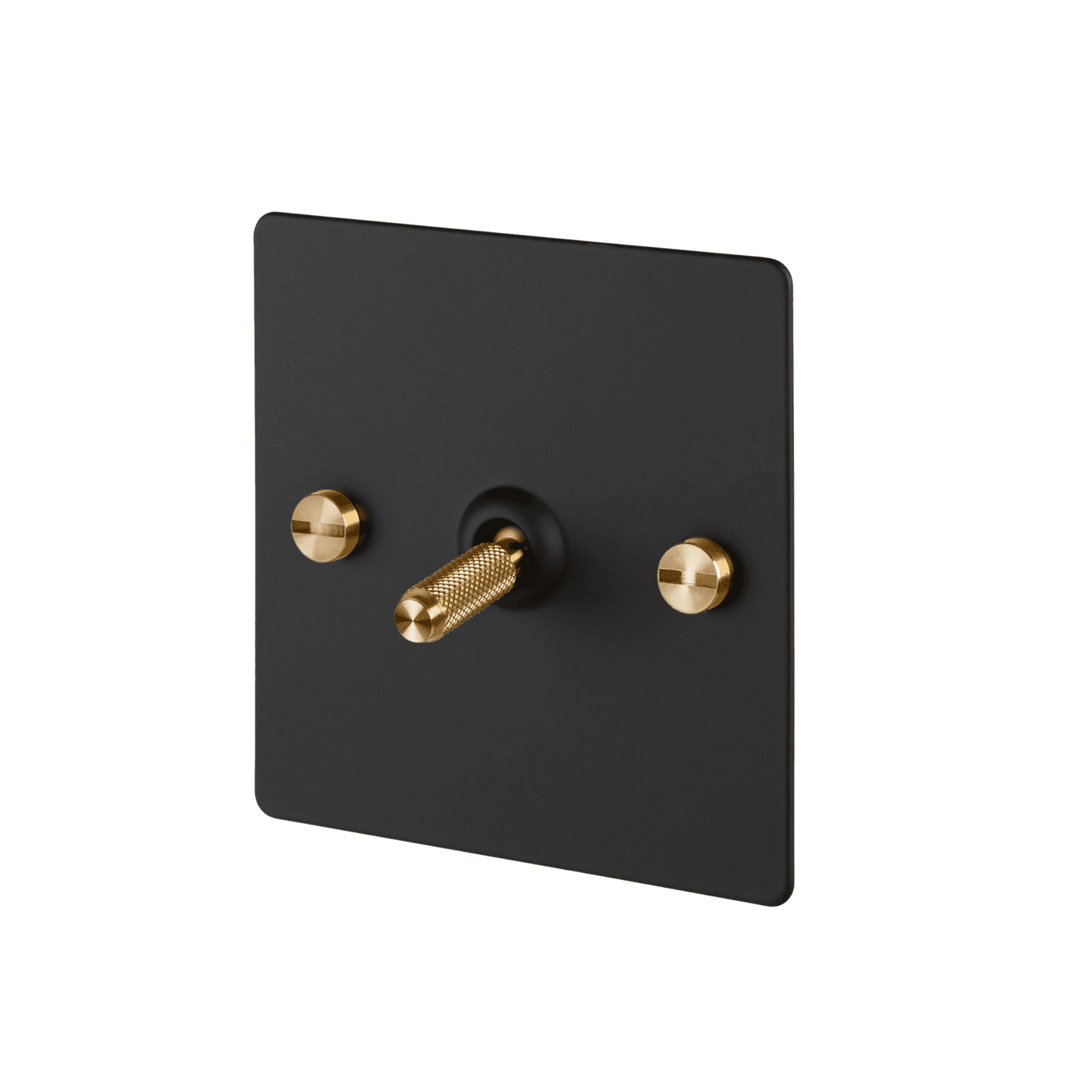 Buster + Punch 1G Toggle Light Switch Intermediate - Black Back Plate & Cross Knurl Pattern