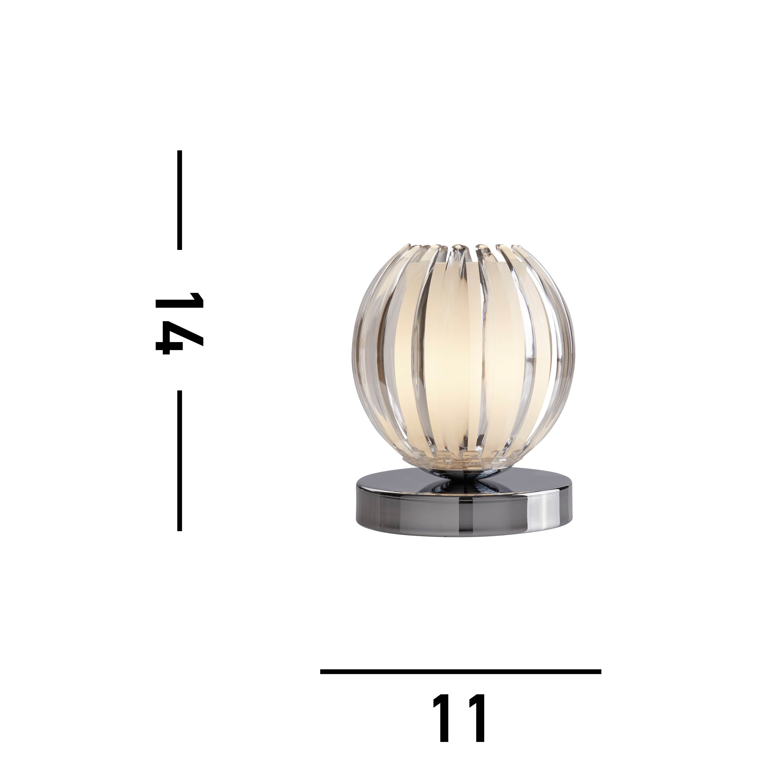 Searchlight Carton Touch Table Lamp, Chrome, Clear Acrylic, Frosted Glass