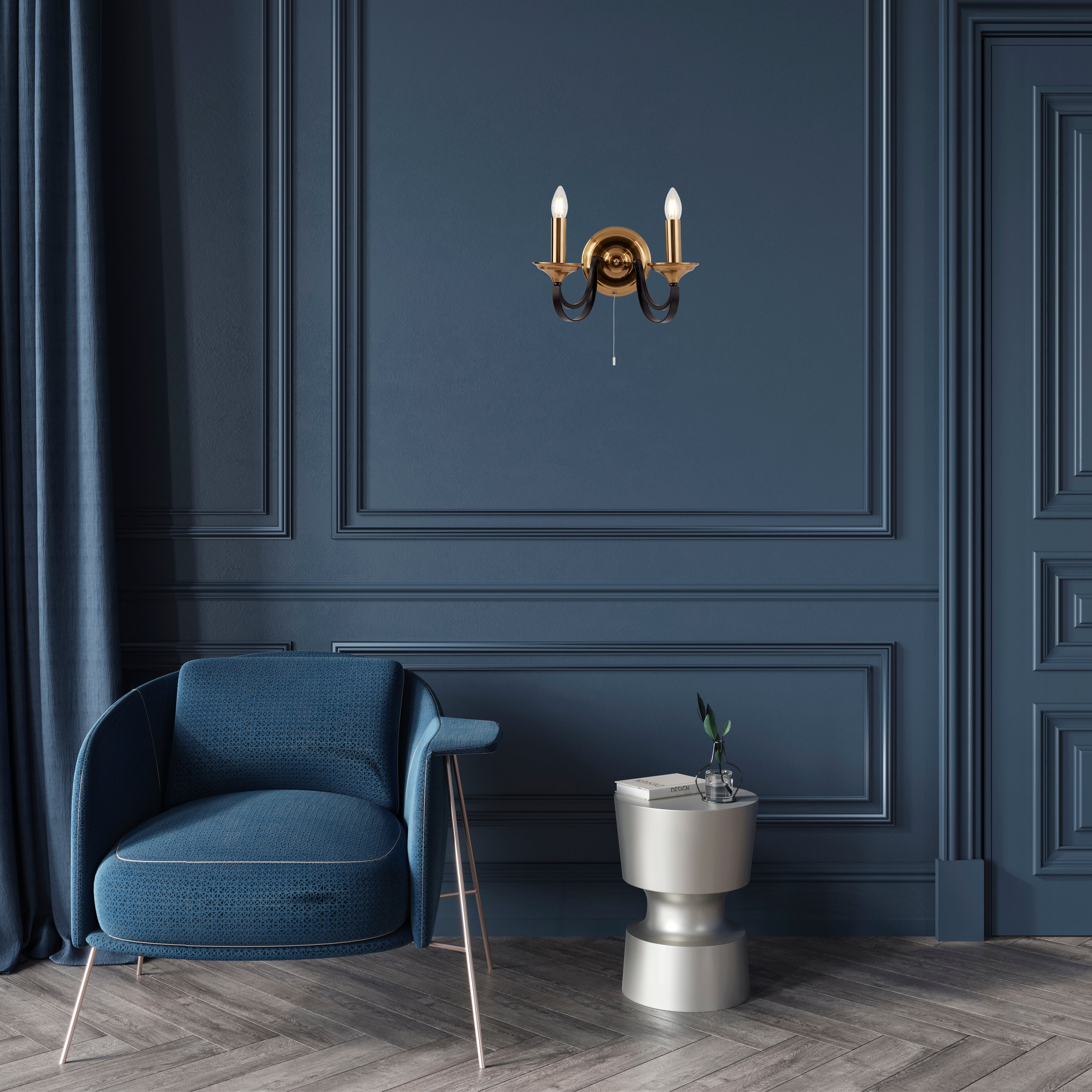 Searchlight Basnett 2 Light Wall Fitting - Dark Bronze & Brown