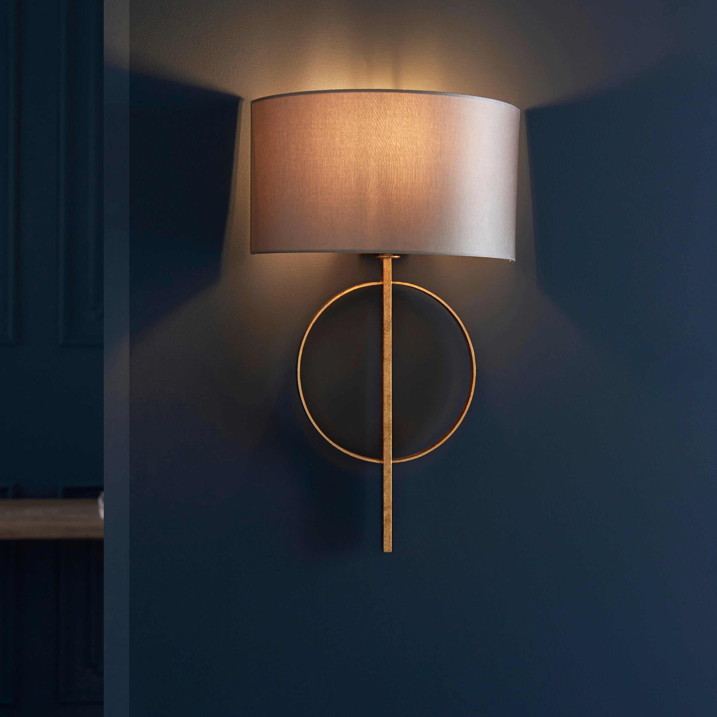 Utopia Interlink Wall Light - Antique Gold With Mink Shade