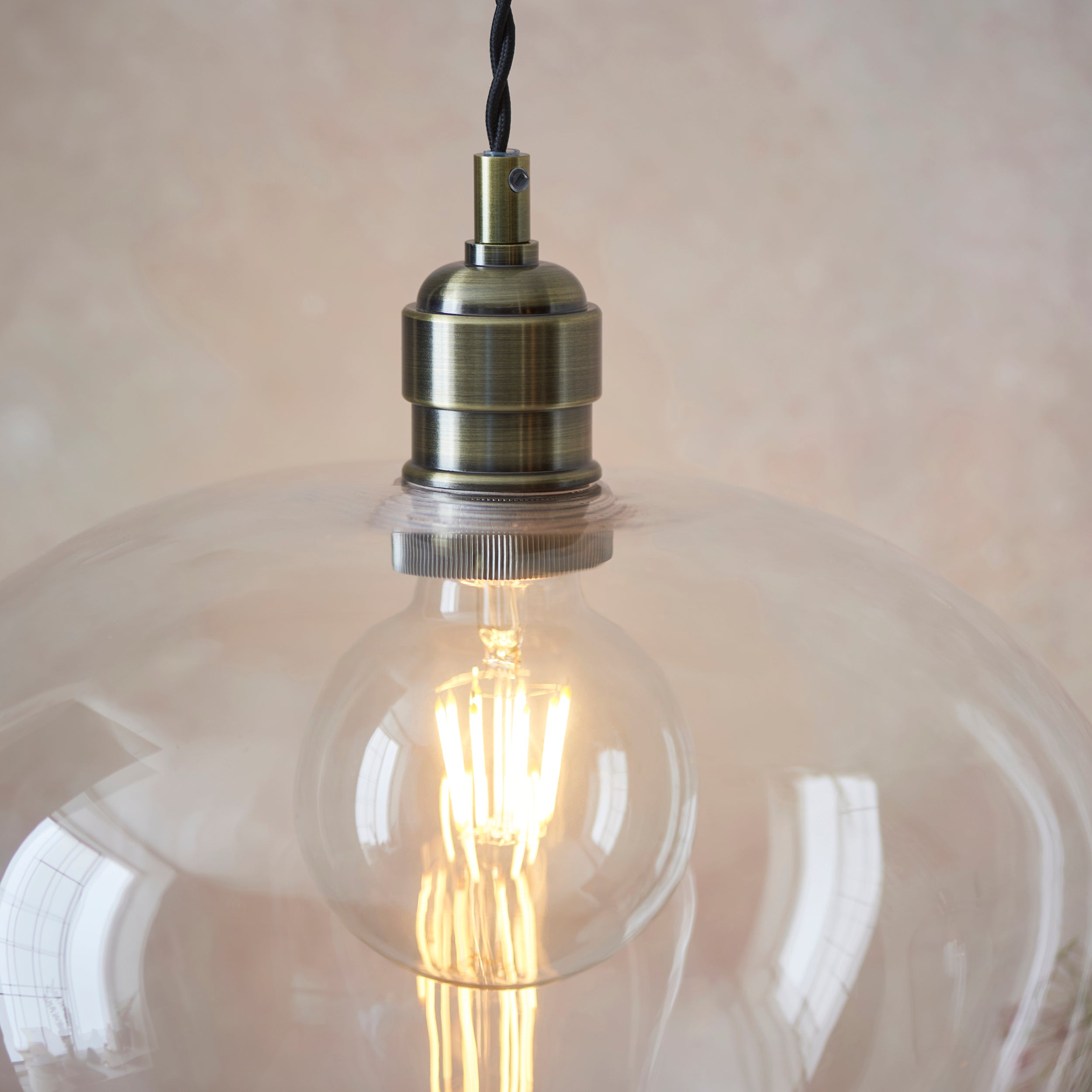 Utopia Walton Medium Ceiling Pendant - Antique Brass & Clear Glass