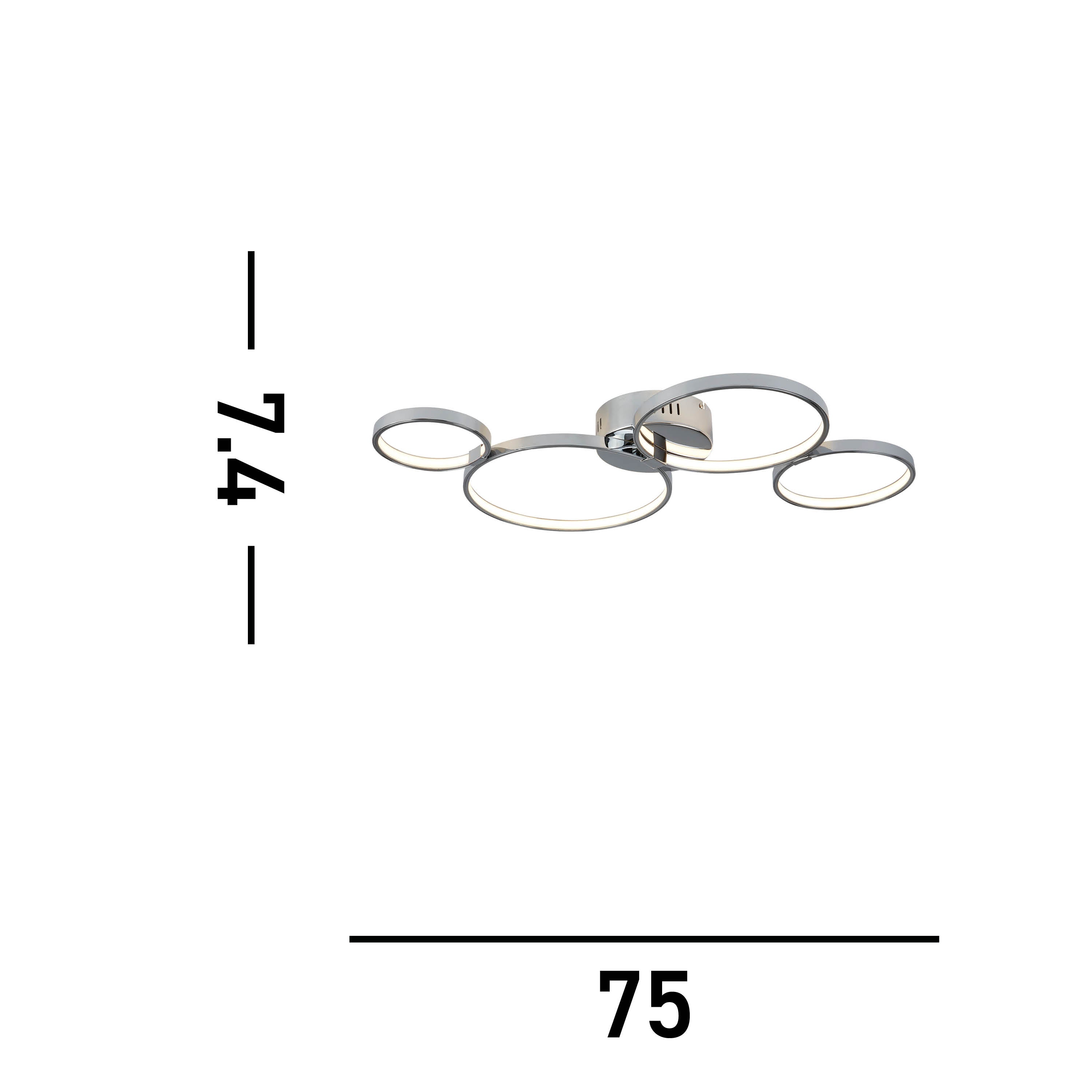 Searchlight Smith 4 Ring LED Ceiling Flush Fitting, Chrome