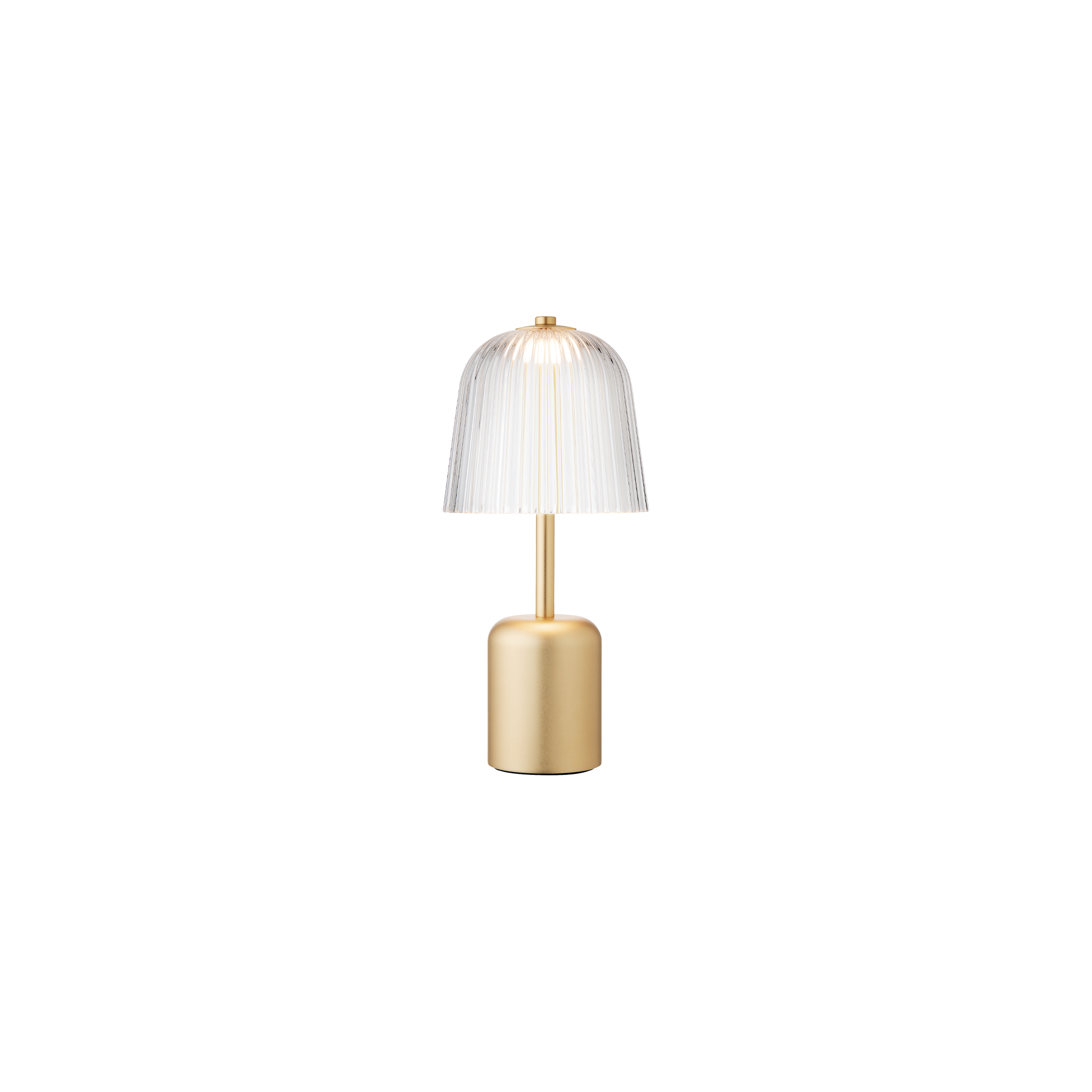 Nuura Asteea Portable LED Table Lamp - Satin Brass & Clear Ripple Shade