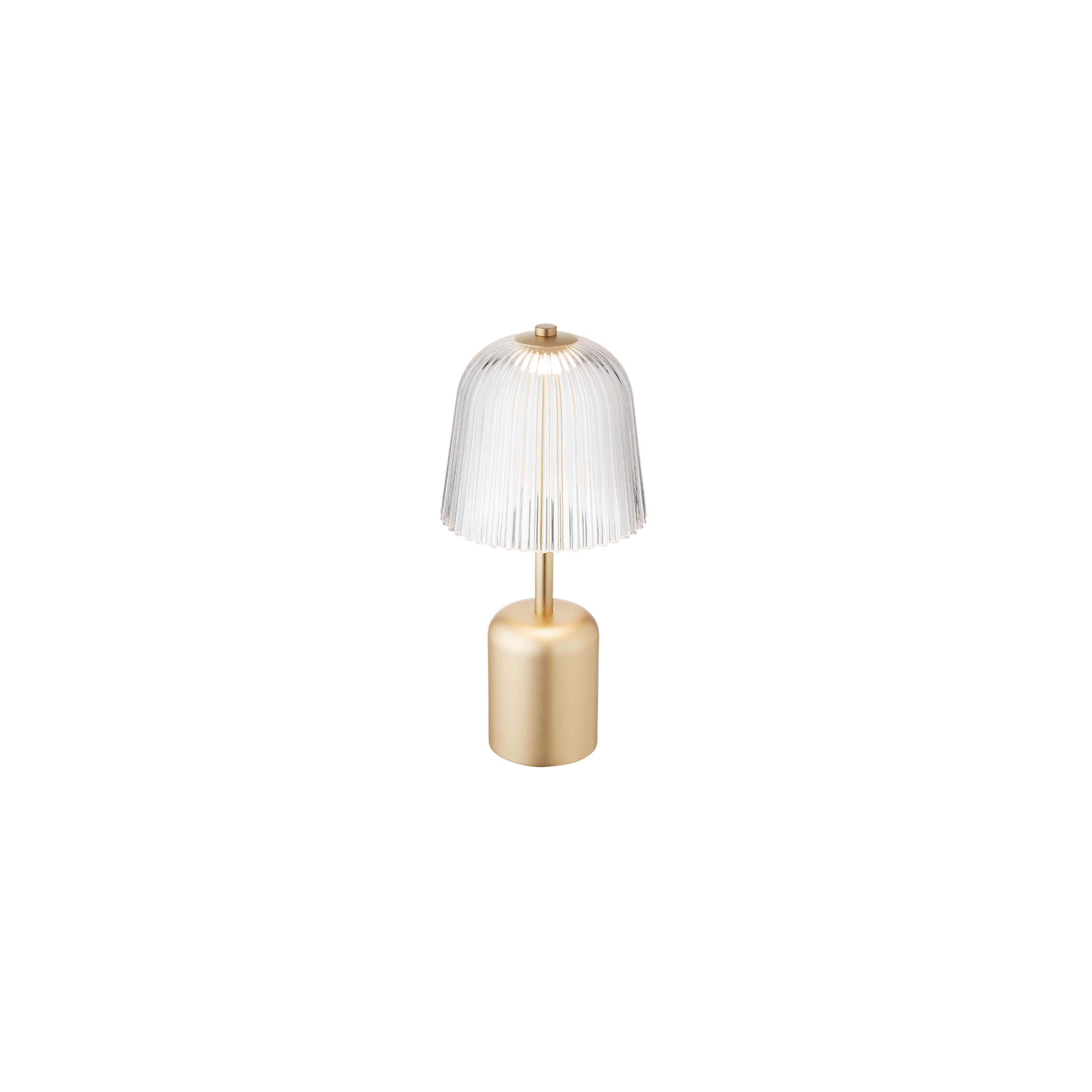 Nuura Asteea Portable LED Table Lamp - Satin Brass & Clear Ripple Shade