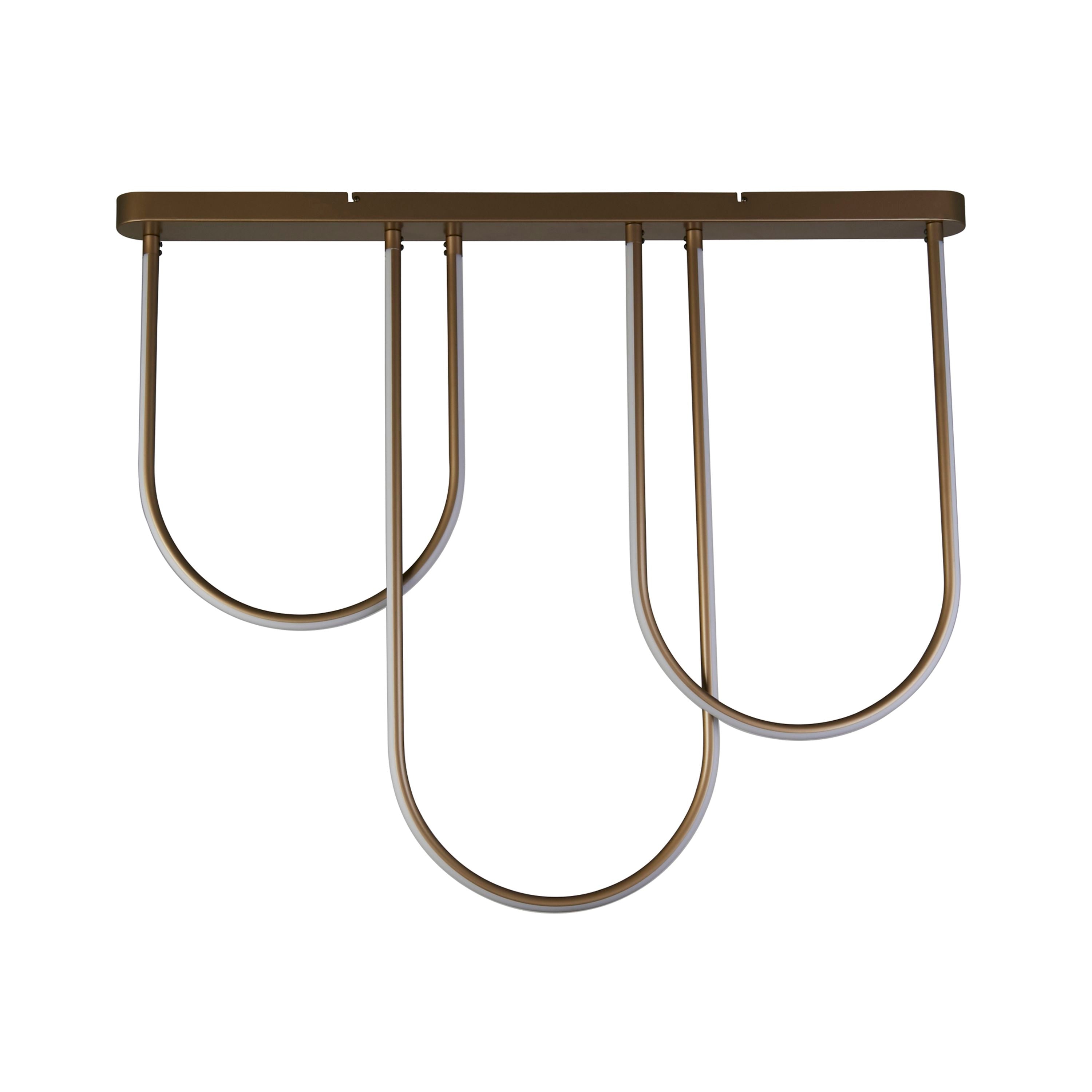 Searchlight Chime LED Flush in bronze effect metal, side angle view on a plain white background showing the staggered curved arms