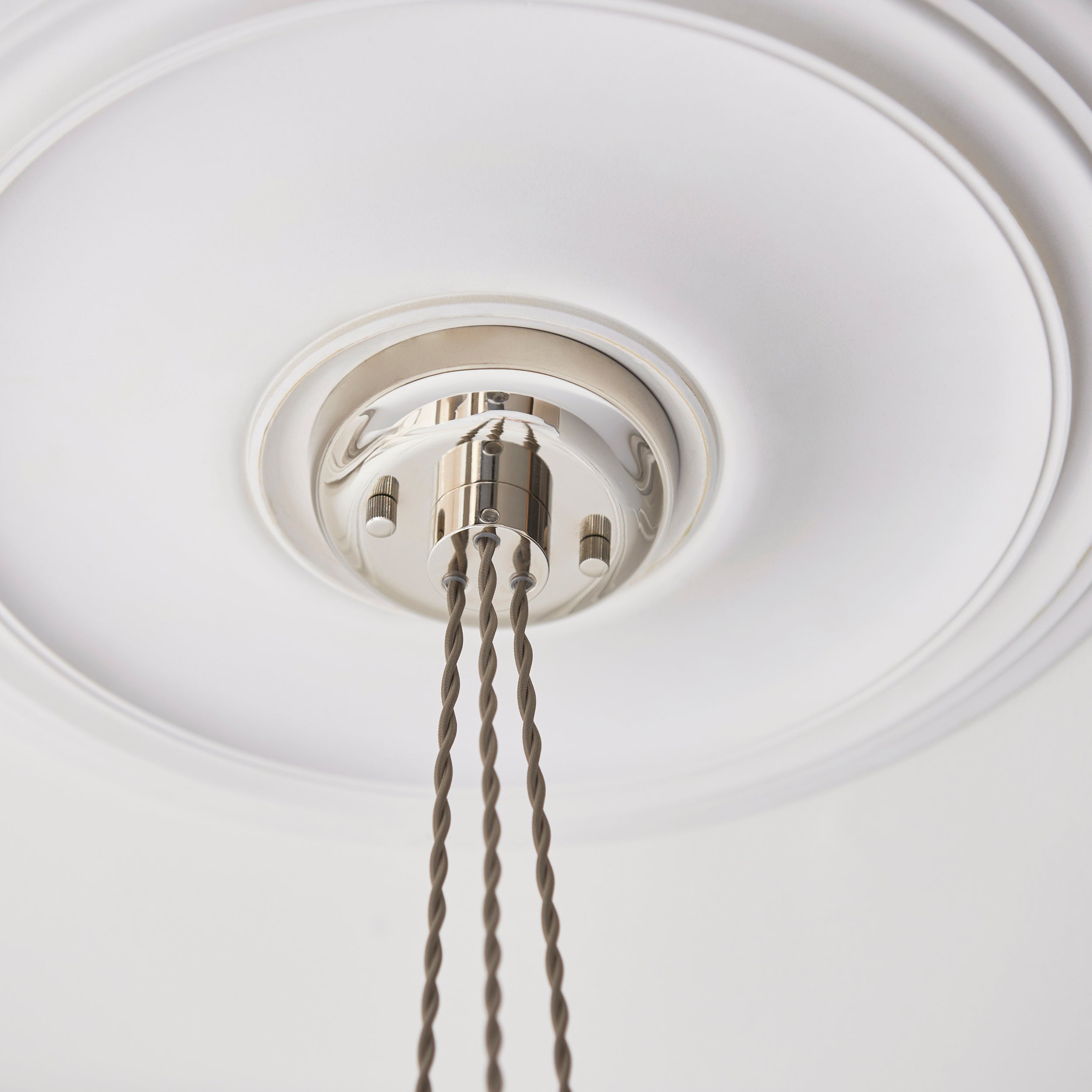 Utopia Finesse 3 Light Cluster Ceiling Pendant - Bright Nickel & Clear Ribbed Glass