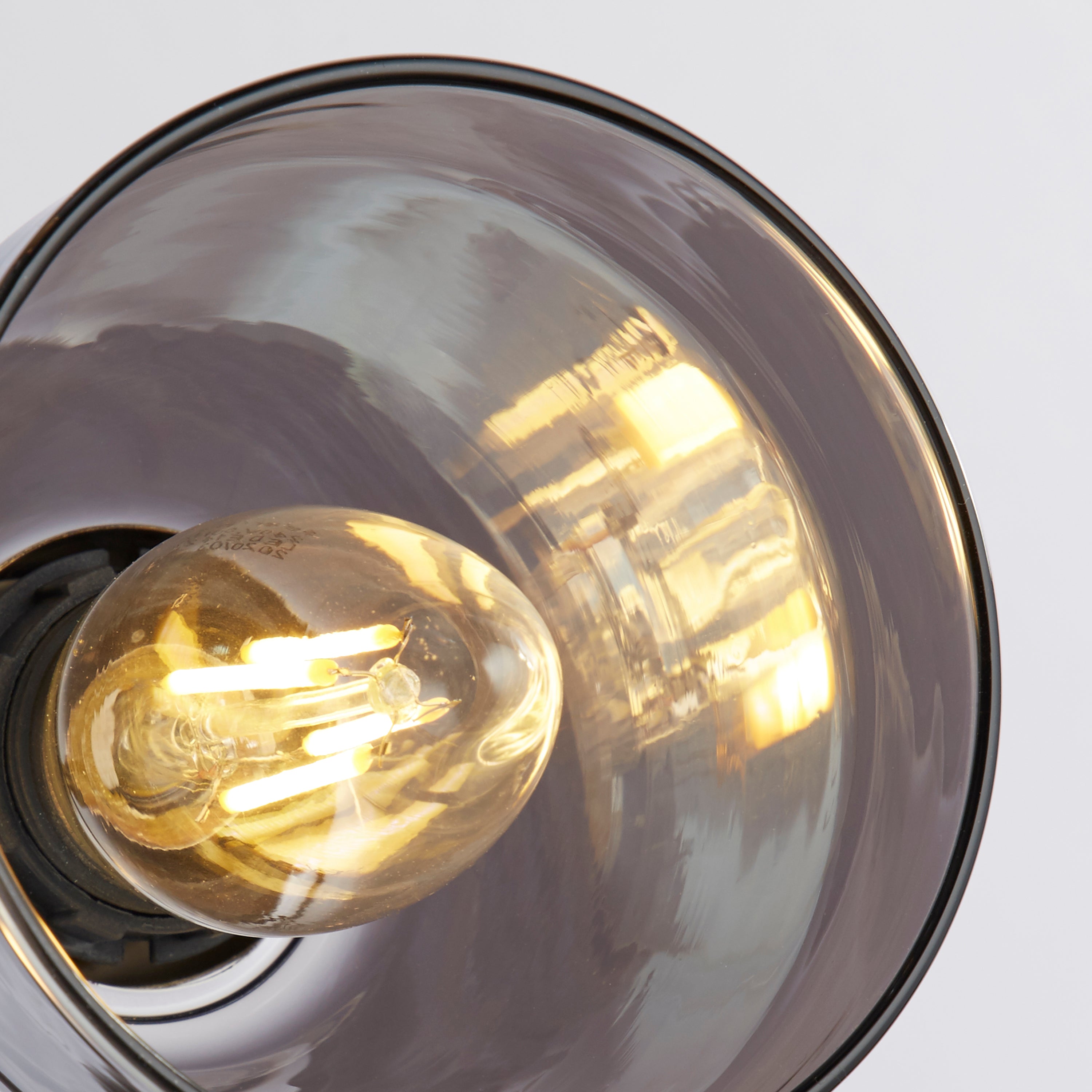 Searchlight Westfield 3 Light Floor Lamp - Black, Satin Brass Metal & Smoked