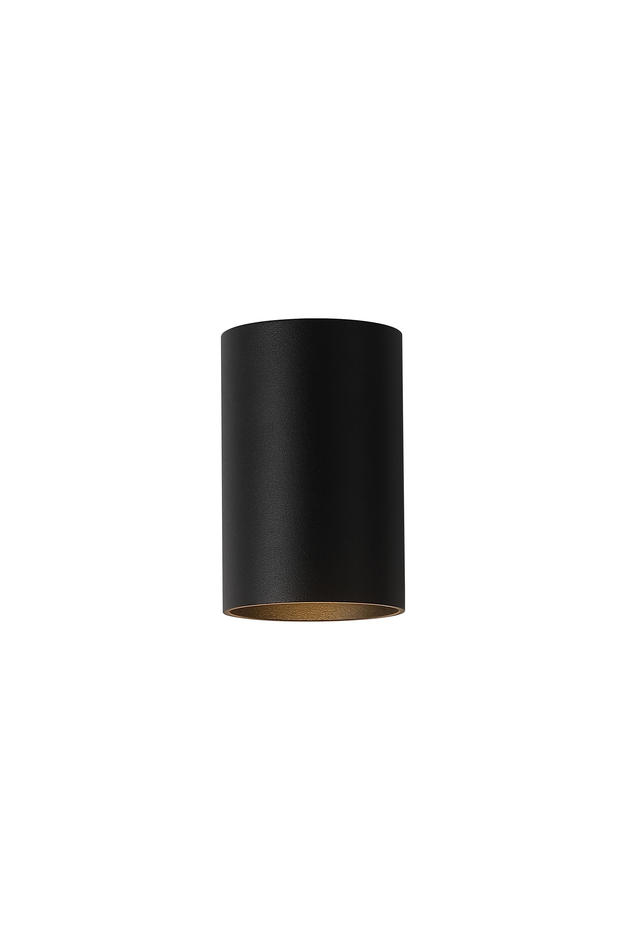 Searchlight Cyls Cylinder Down Wall Light in black, straight on view of the closed cylinder with the light off