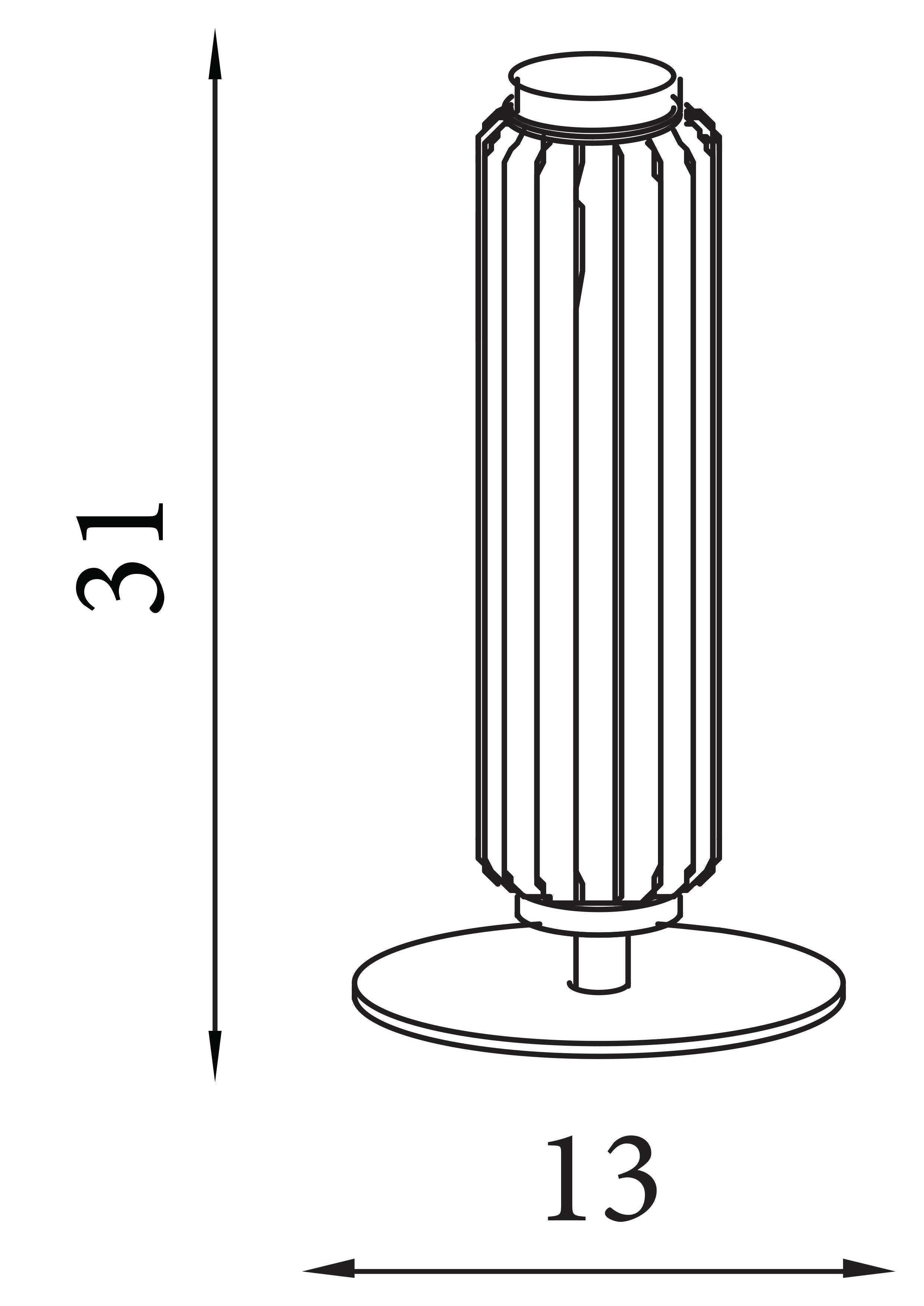 Technical line drawing of the Searchlight Mod LED Table Lamp showing a height of 31cm and base diameter of 13cm