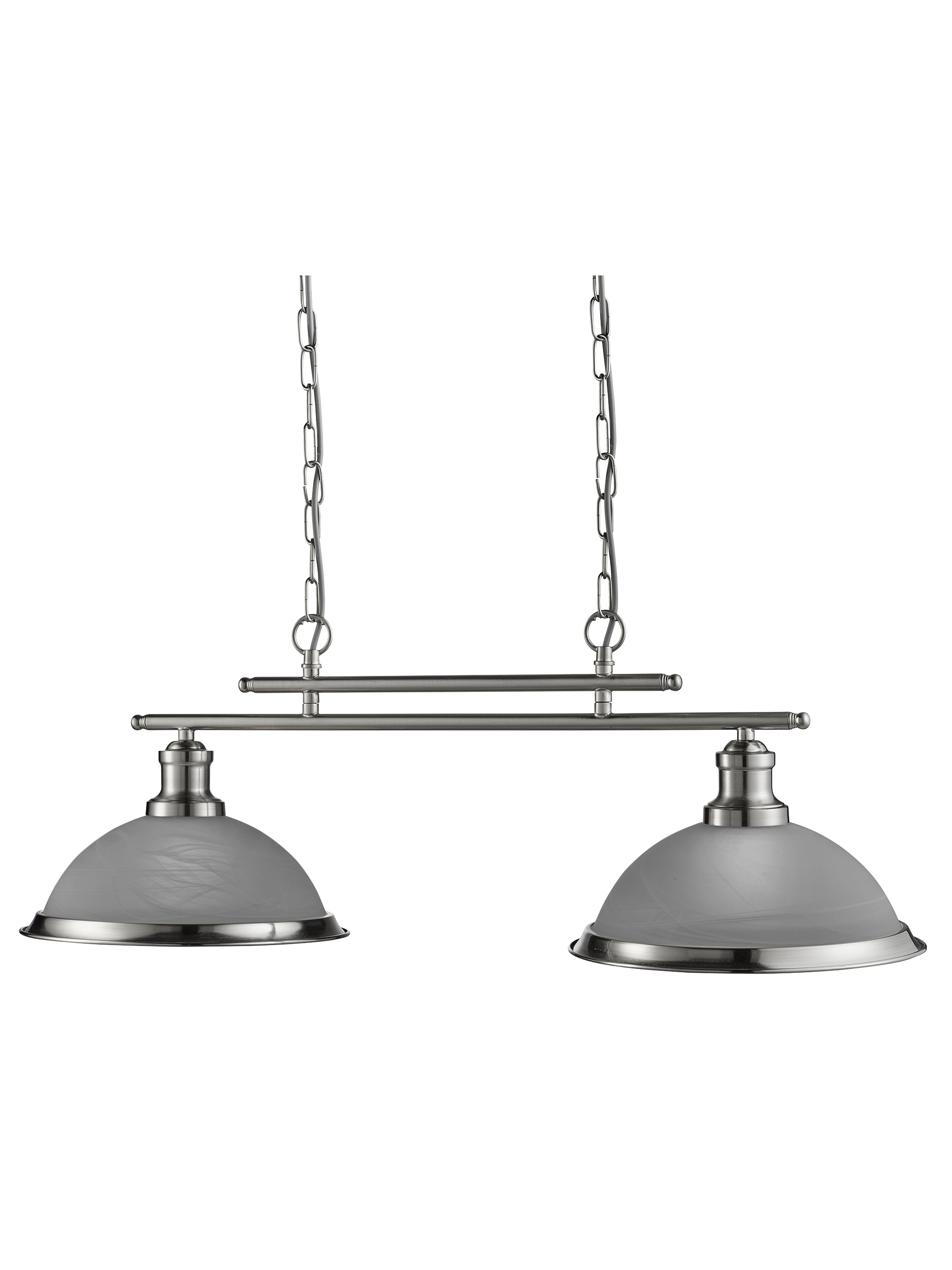 Searchlight Beech 2 Light Bar Pendant - Satin Silver & Glass