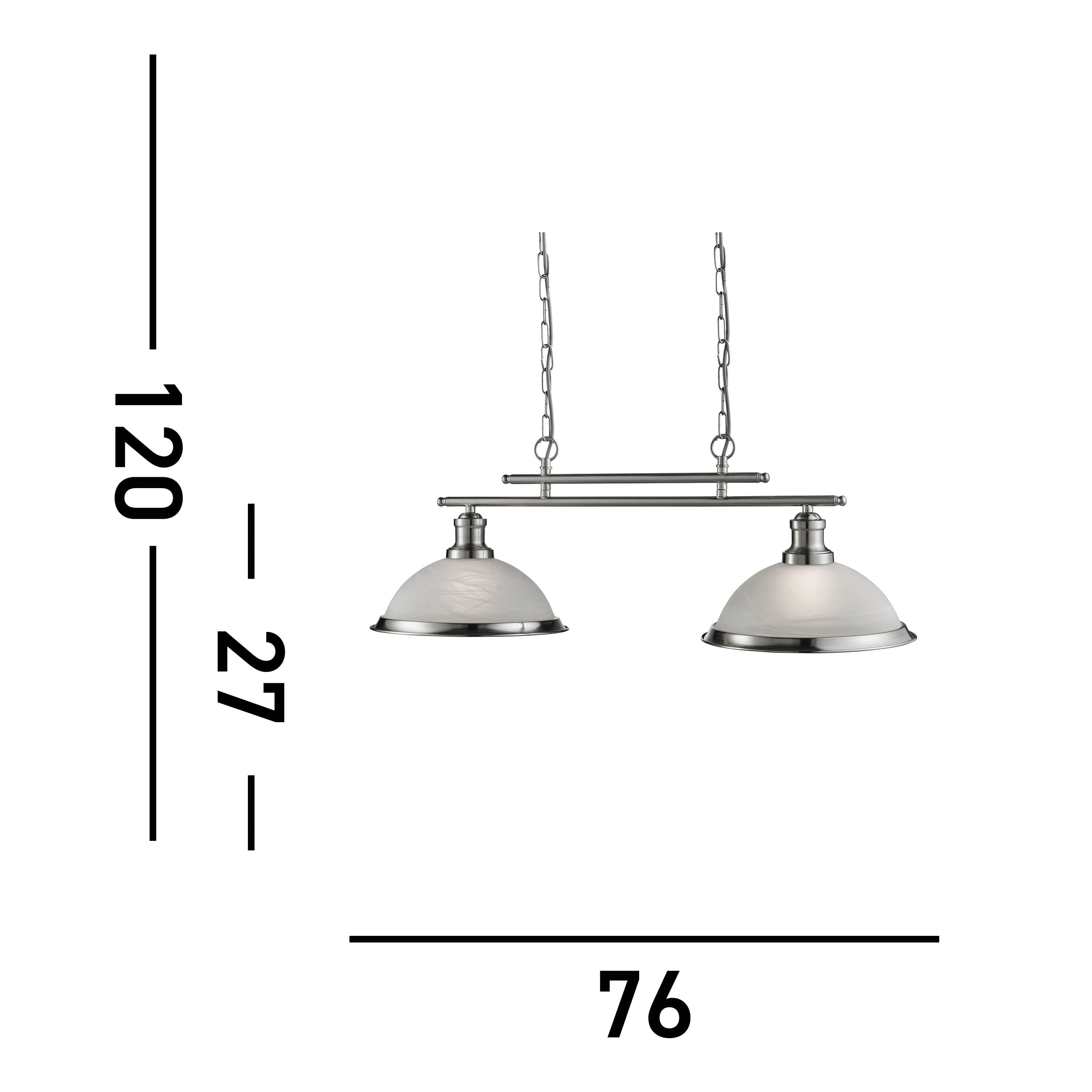 Searchlight Beech 2 Light Bar Pendant - Satin Silver & Glass