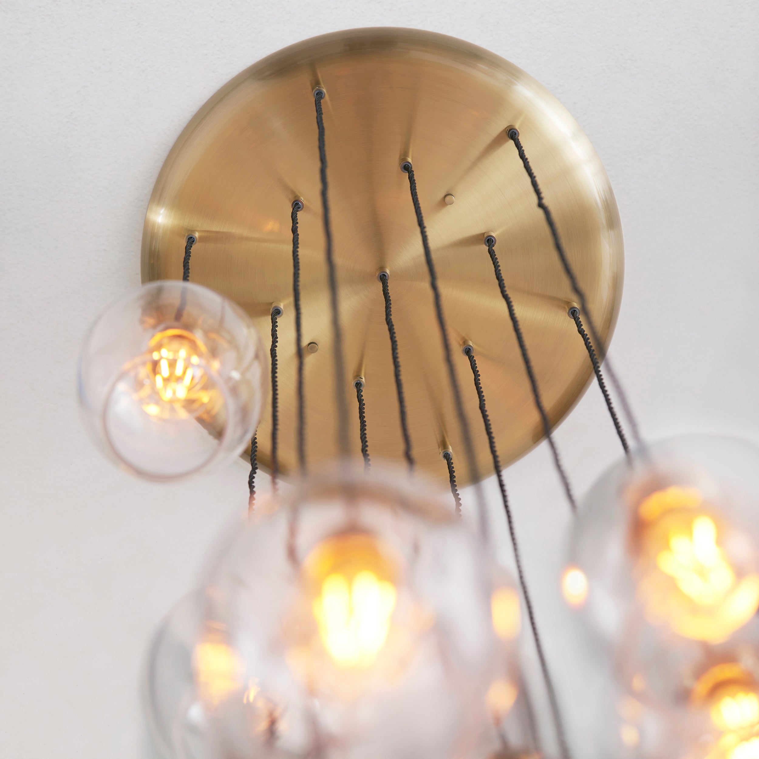 Utopia Finesse 13 Light Cascade Ceiling Pendant - Antique Brass & Clear Glass