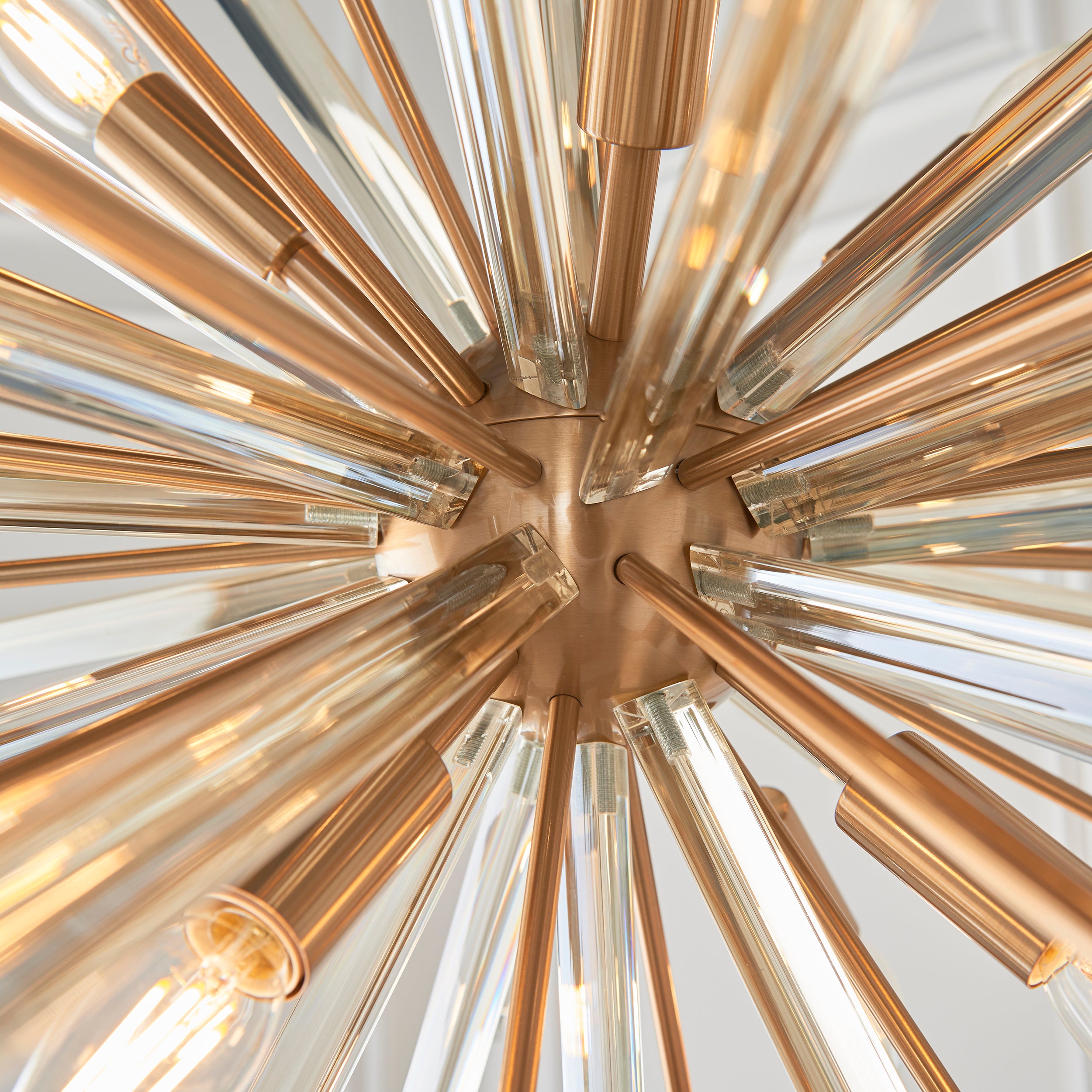 Utopia Spike 8 Light Pendant Chandelier - Antique Brass - 80cm Diameter