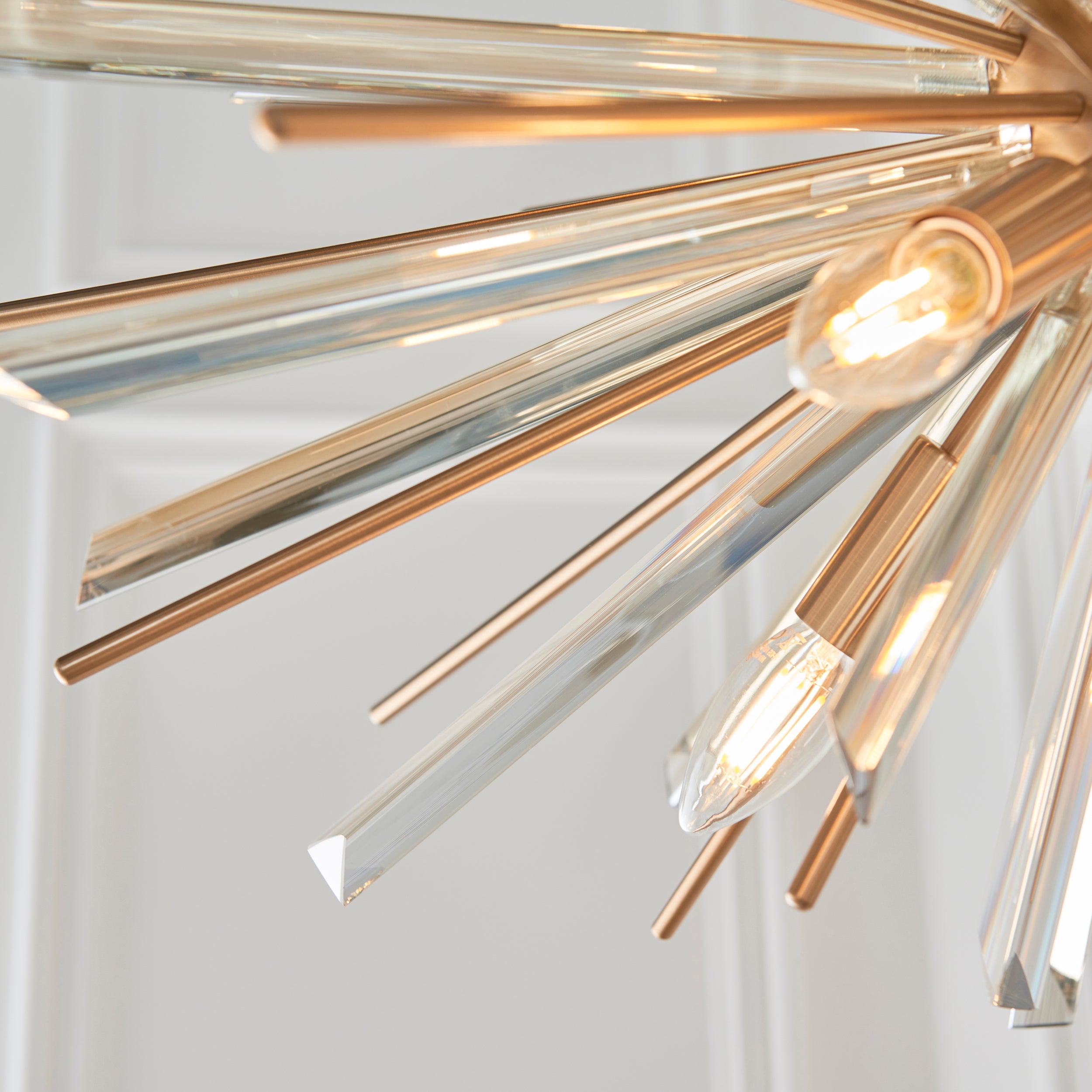 Utopia Spike 8 Light Pendant Chandelier - Antique Brass - 80cm Diameter