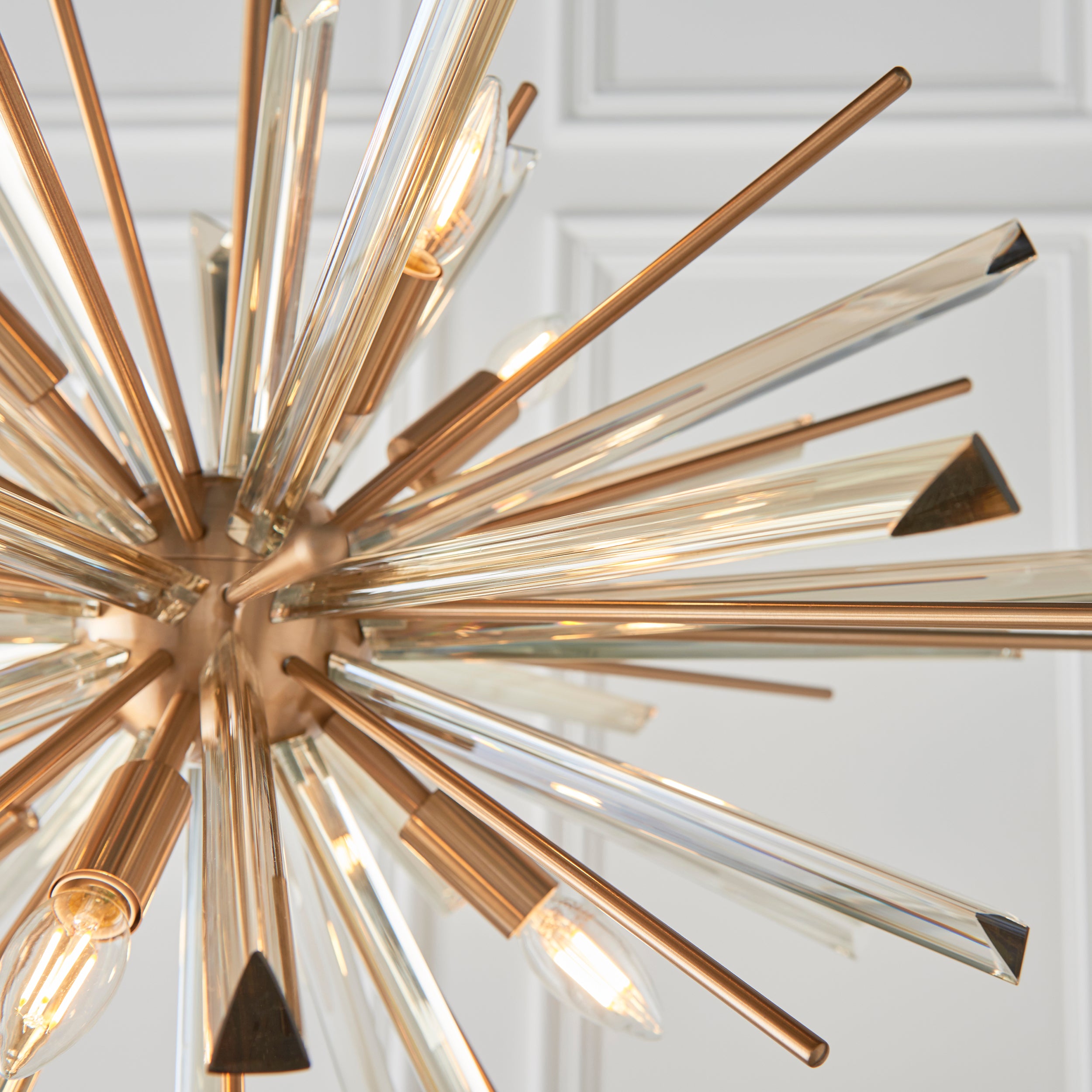 Utopia Spike 8 Light Pendant Chandelier - Antique Brass - 80cm Diameter