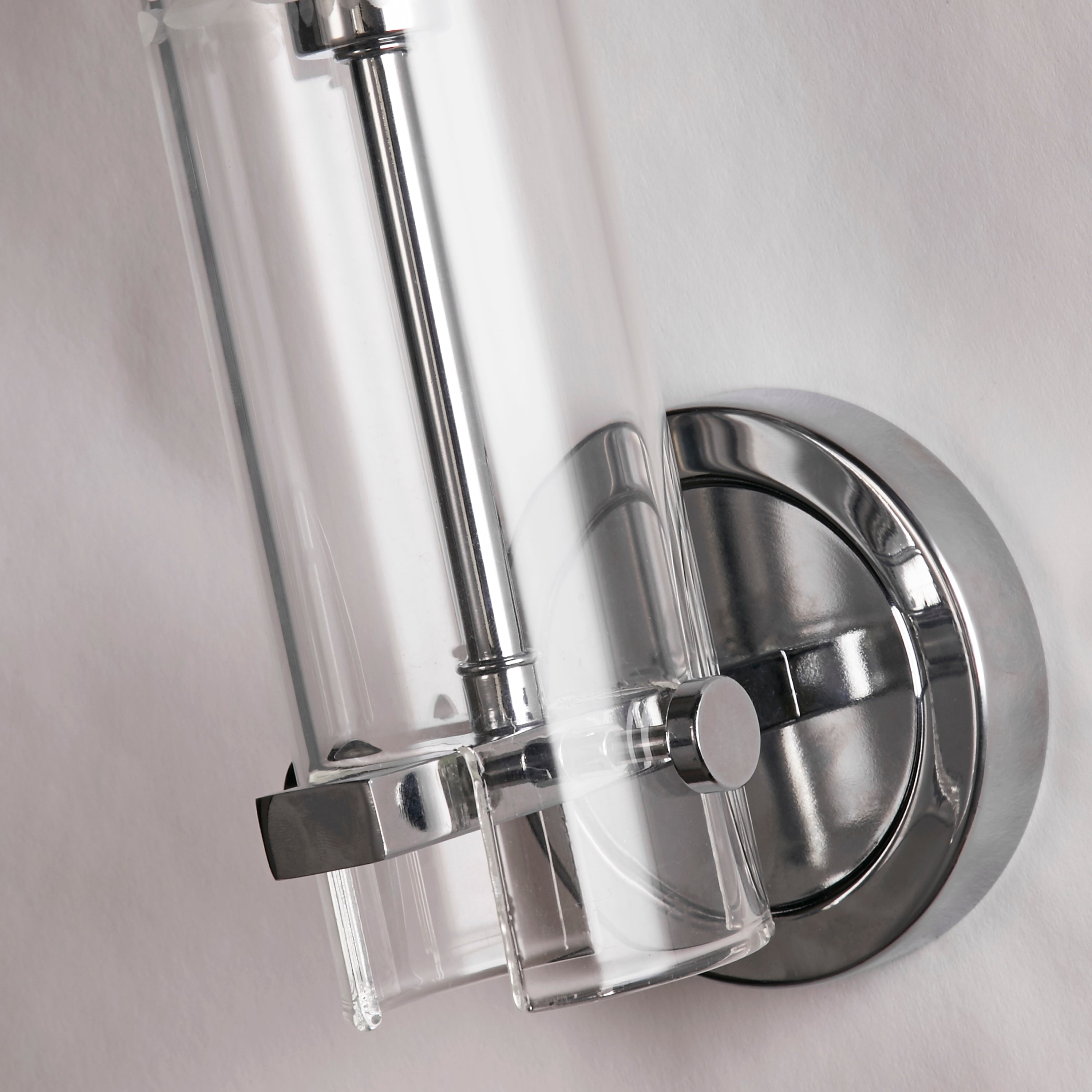 Searchlight Scholar Bathroom Wall Light - Chrome Metal & Clear Etched Glass