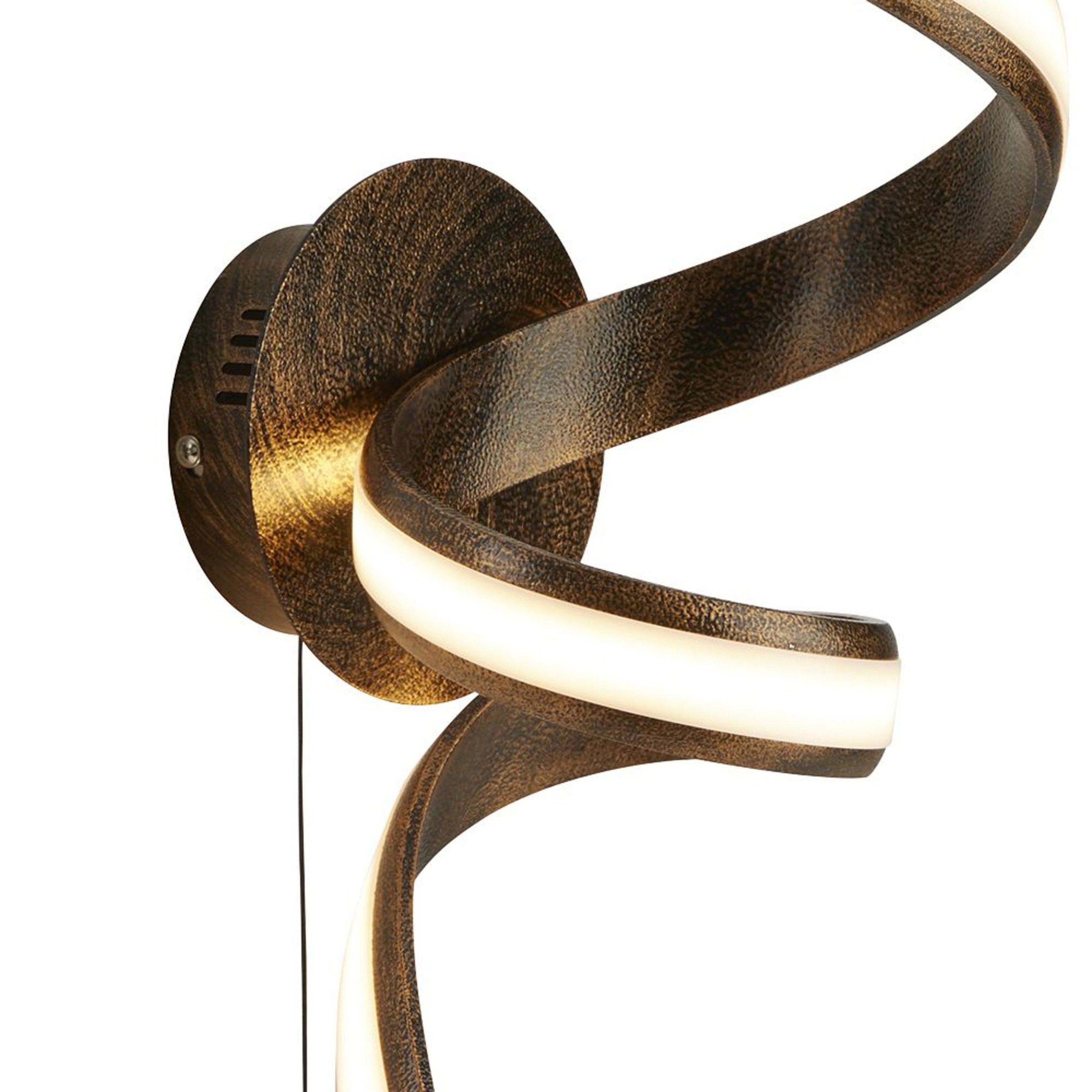Searchlight Randolph LED Twist Wall Bracket, Rustic Black/Gold